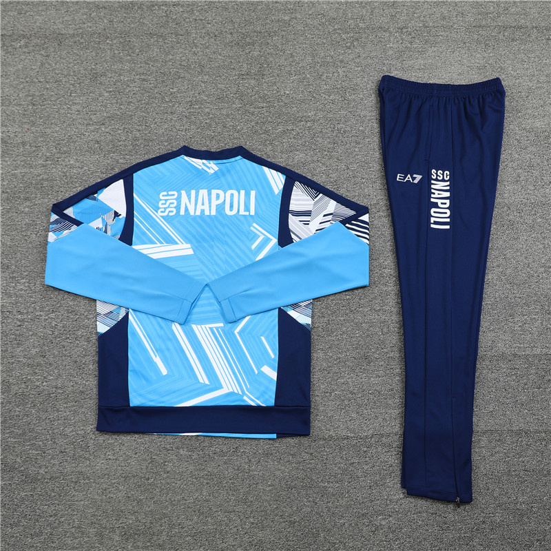 Napoli 24-25 Pre-Match Long Sleeve Training Set - Light Blue Top and Deep Blue Pants - SOCCERDEALSHOP