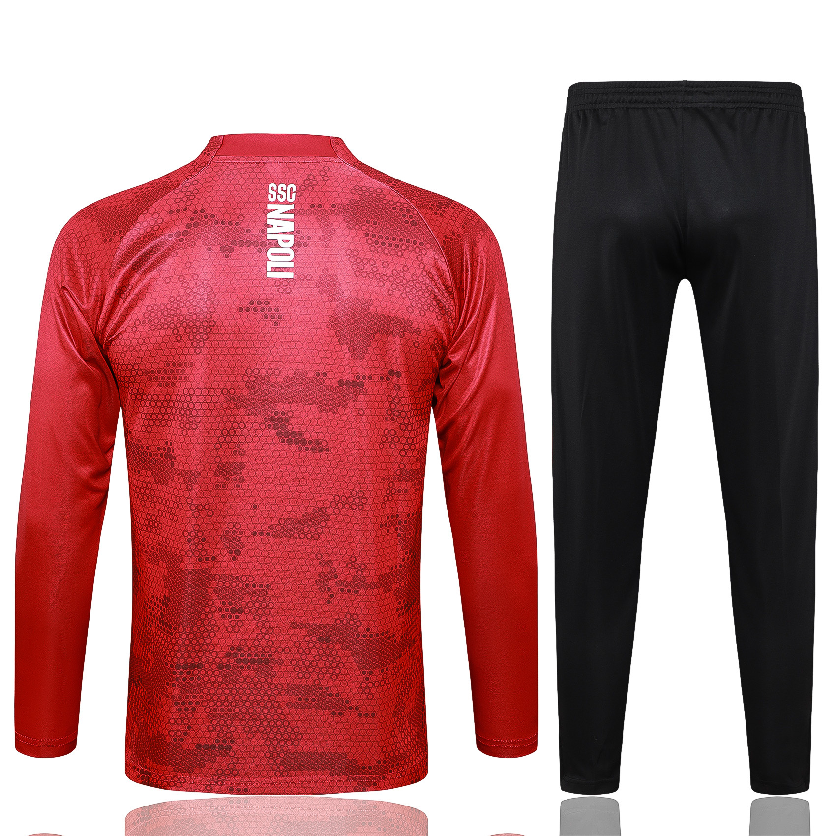 Napoli 24-25 Long Sleeve Training Set - Red Top and Black Pants - SOCCERDEALSHOP