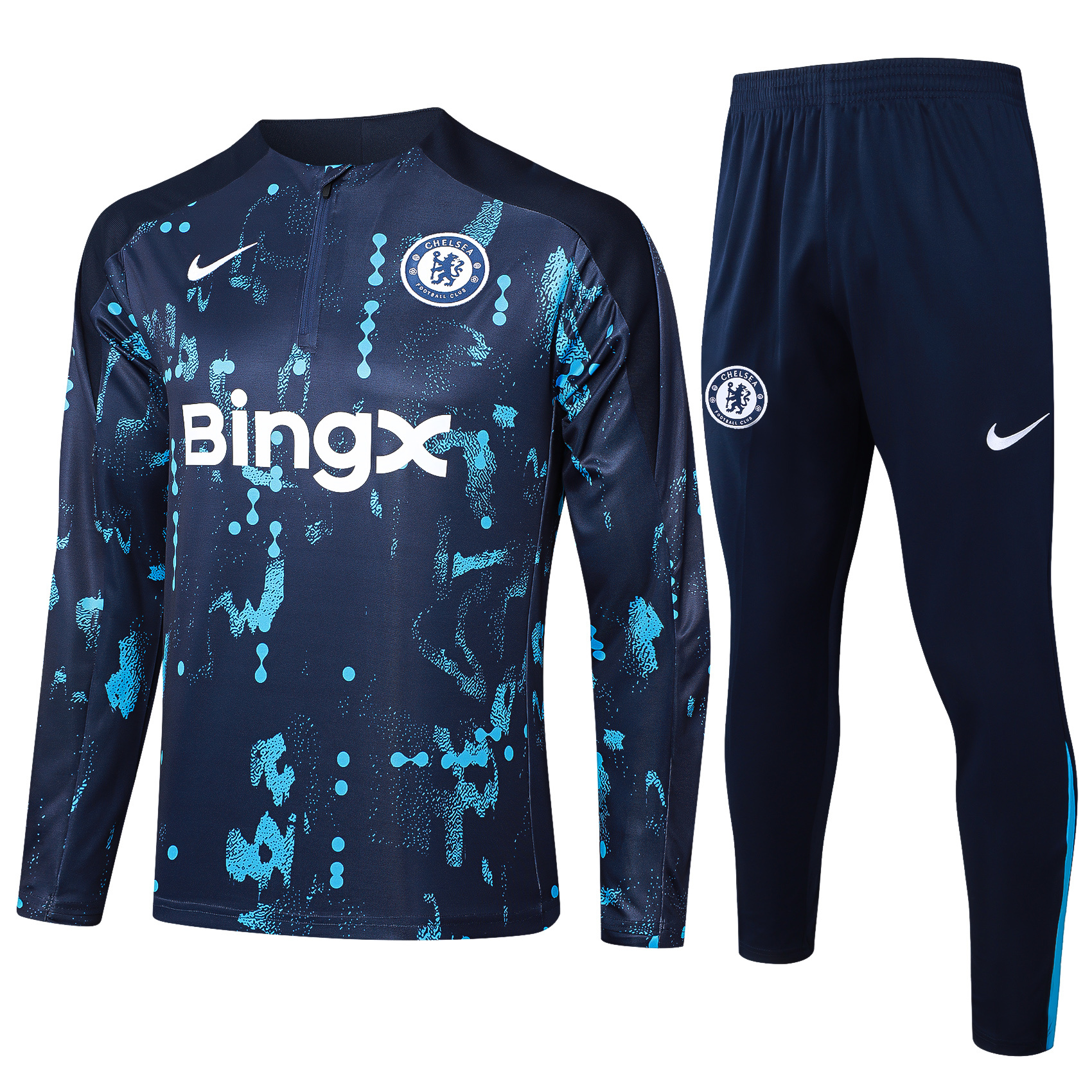 C.H.E.L.S.E.A 24-25 Long Sleeve Training Set - Royal Blue with Blue Dots - SOCCERDEALSHOP