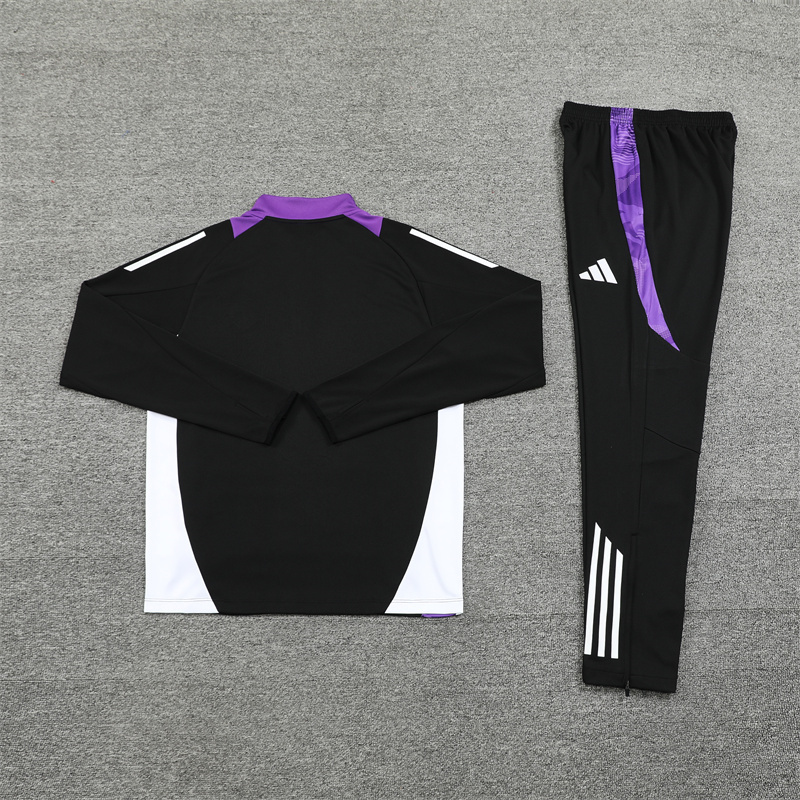 Real Madrid 24-25 Long Sleeve Training Set - Black and Purple - SOCCERDEALSHOP