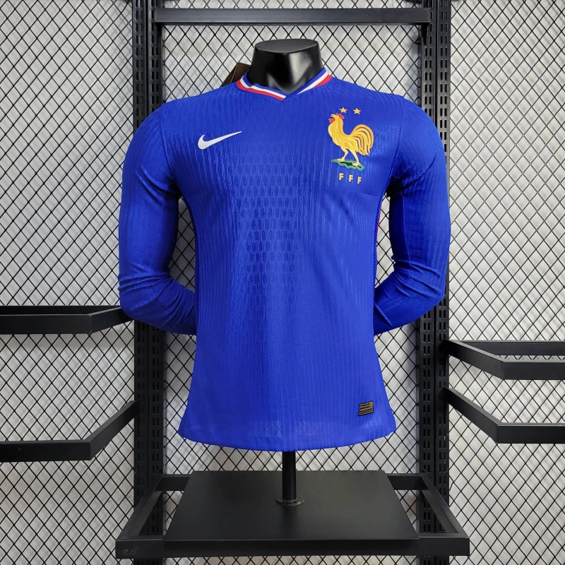 France 2024 Home Long Sleeve Jersey - Player Version - SOCCERDEALSHOP