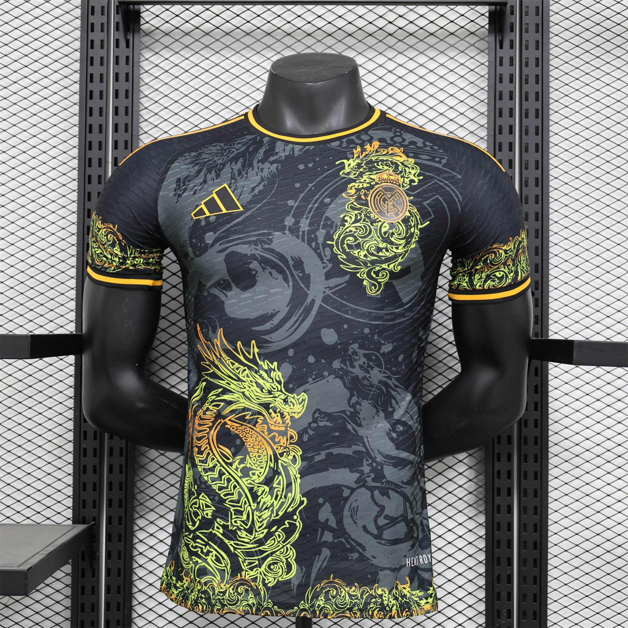 Real Madrid 24-25 Yellow Loong Black Special Edition Jersey - Player Version - SOCCERDEALSHOP