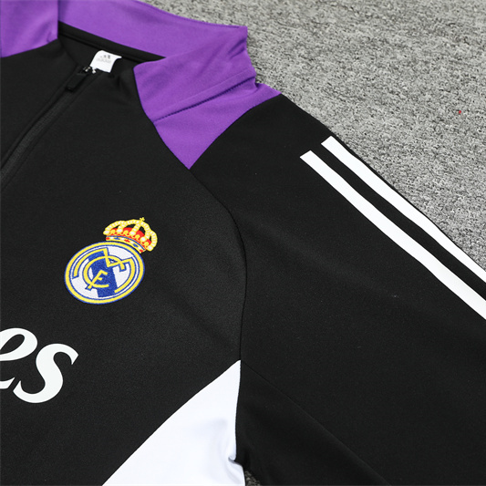 Real Madrid 24-25 Long Sleeve Training Set - Black and Purple - SOCCERDEALSHOP