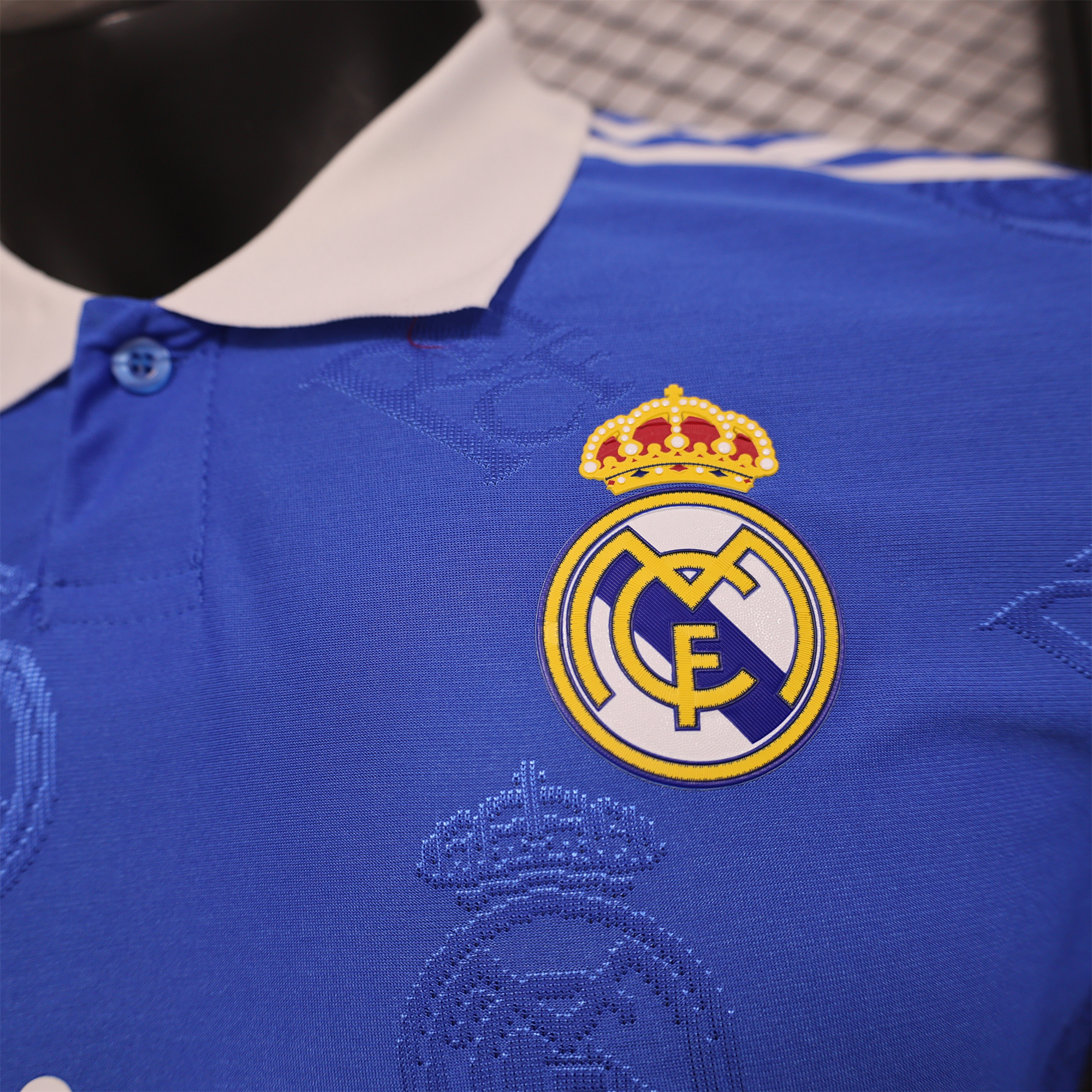 Real Madrid 24-25 Blue LOGO Special Edition Jersey - Player Version - SOCCERDEALSHOP