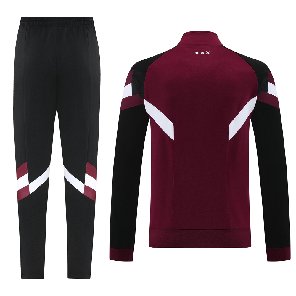 Ajax 24-25 Retro Style Jacket Training Tracksuit - Deep Red - SOCCERDEALSHOP