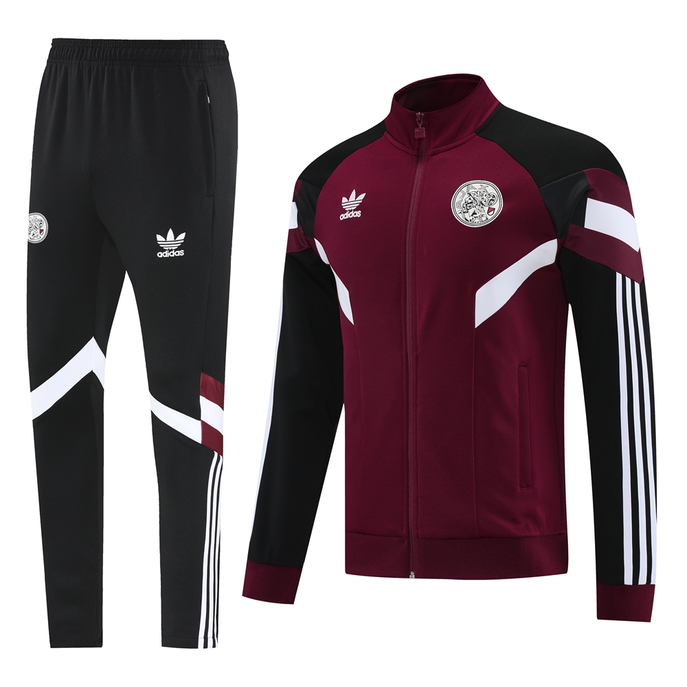 Ajax 24-25 Retro Style Jacket Training Tracksuit - Deep Red - SOCCERDEALSHOP