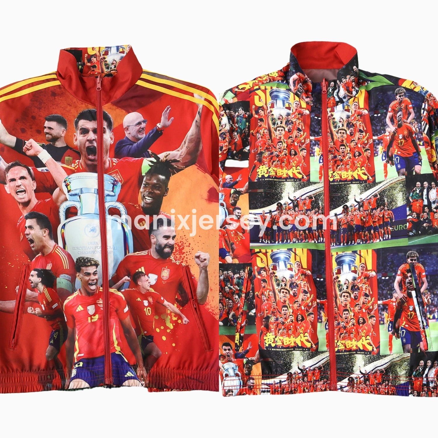 Spain 24-25 Red Double Sided Reversible Windbreaker - 2024 EURO Championship - SOCCERDEALSHOP