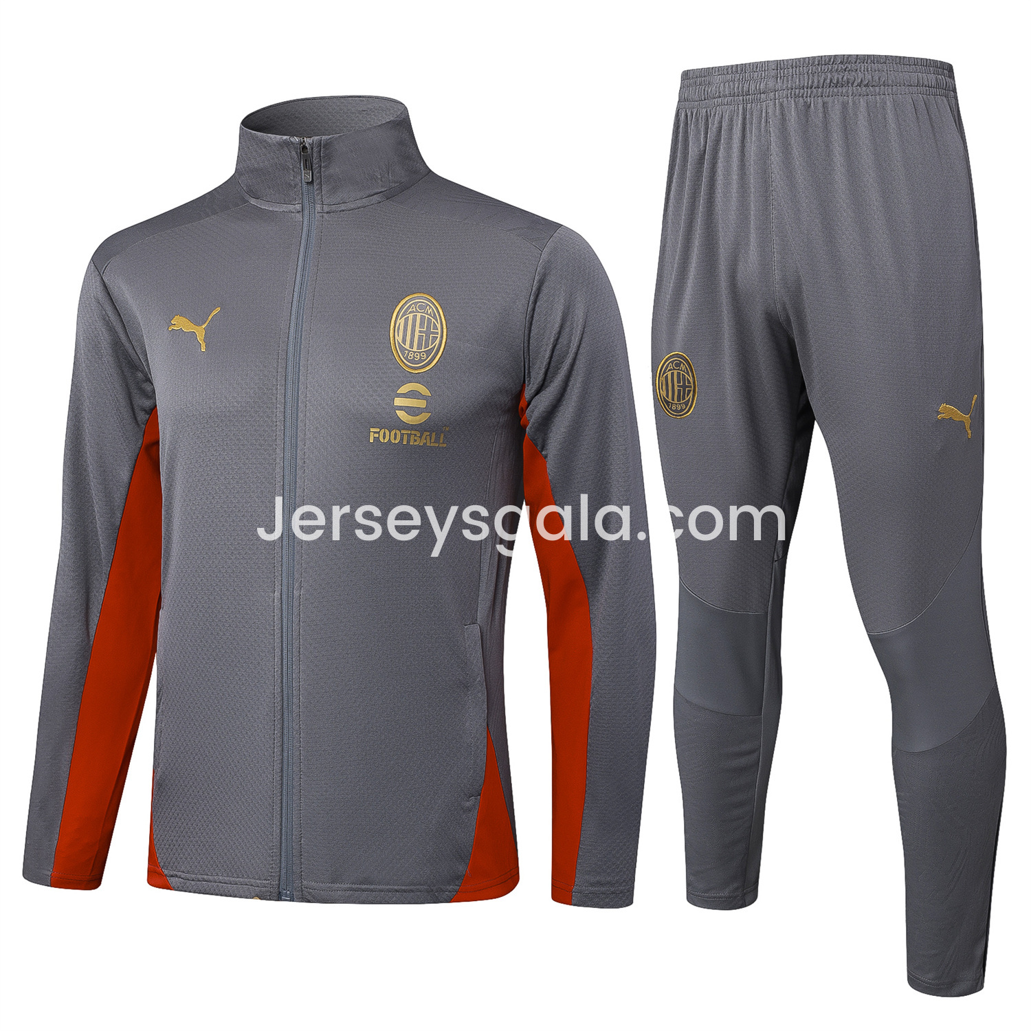 AC Milan 25-26 Jacket Training Tracksuit - Grey top & Grey Pants - SOCCERDEALSHOP