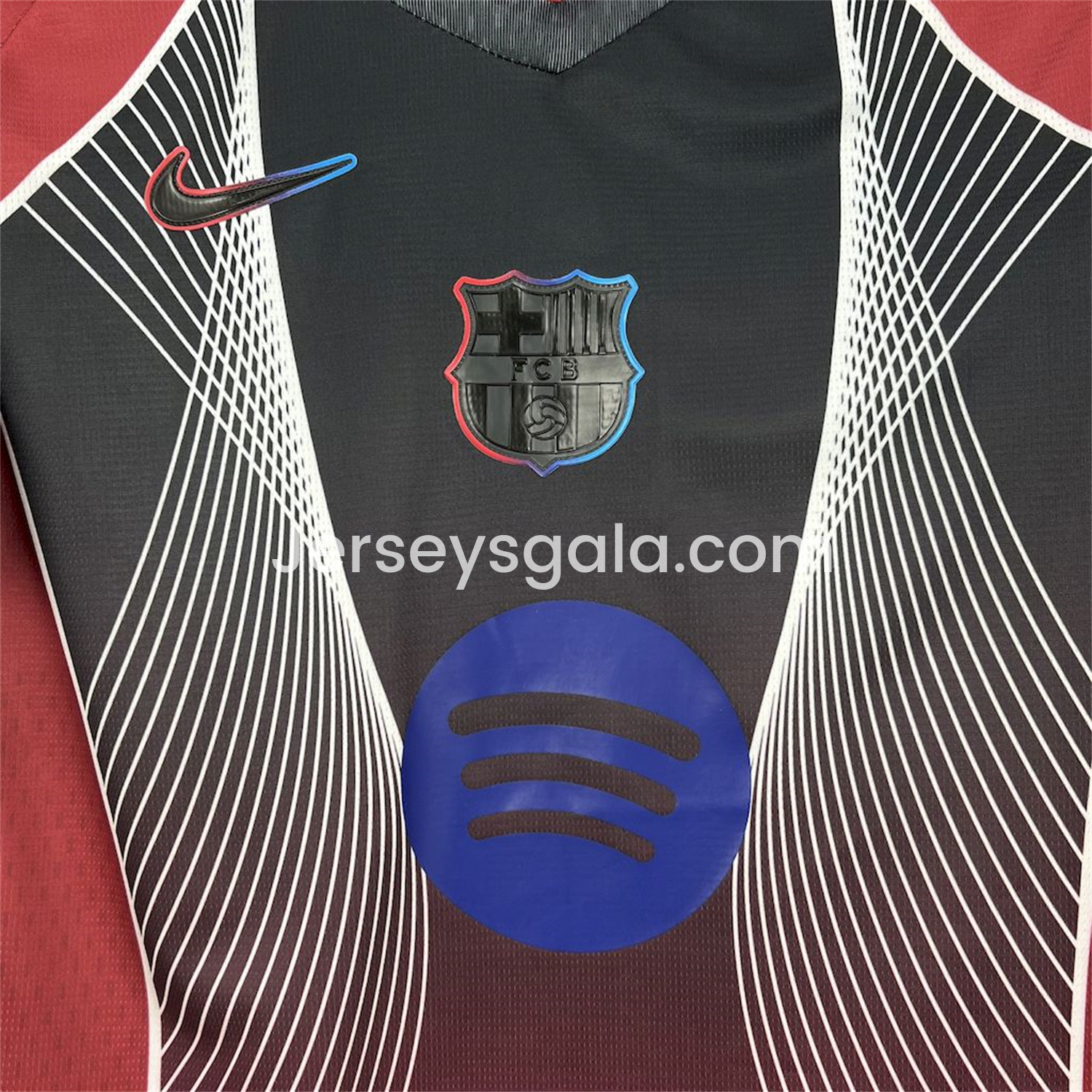 B.A.R.S.A 25-26 T90 Red Black Gradient and White Lines Special Jersey - Fans Version - SOCCERDEALSHOP
