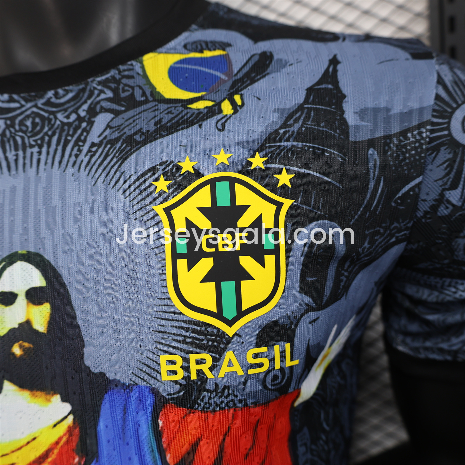 Brazil 25-26 Colorful Jesus Statue Special Black Jersey - Player Version - SOCCERDEALSHOP