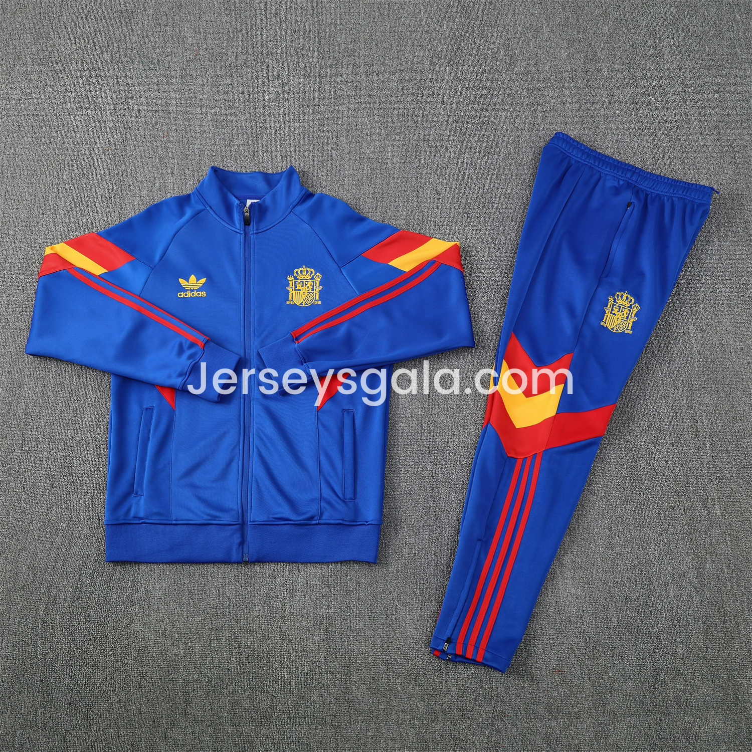 Spain 25-26 Jacket Training Tracksuit - Blue Jackets & Pants with Red and Yellow - SOCCERDEALSHOP