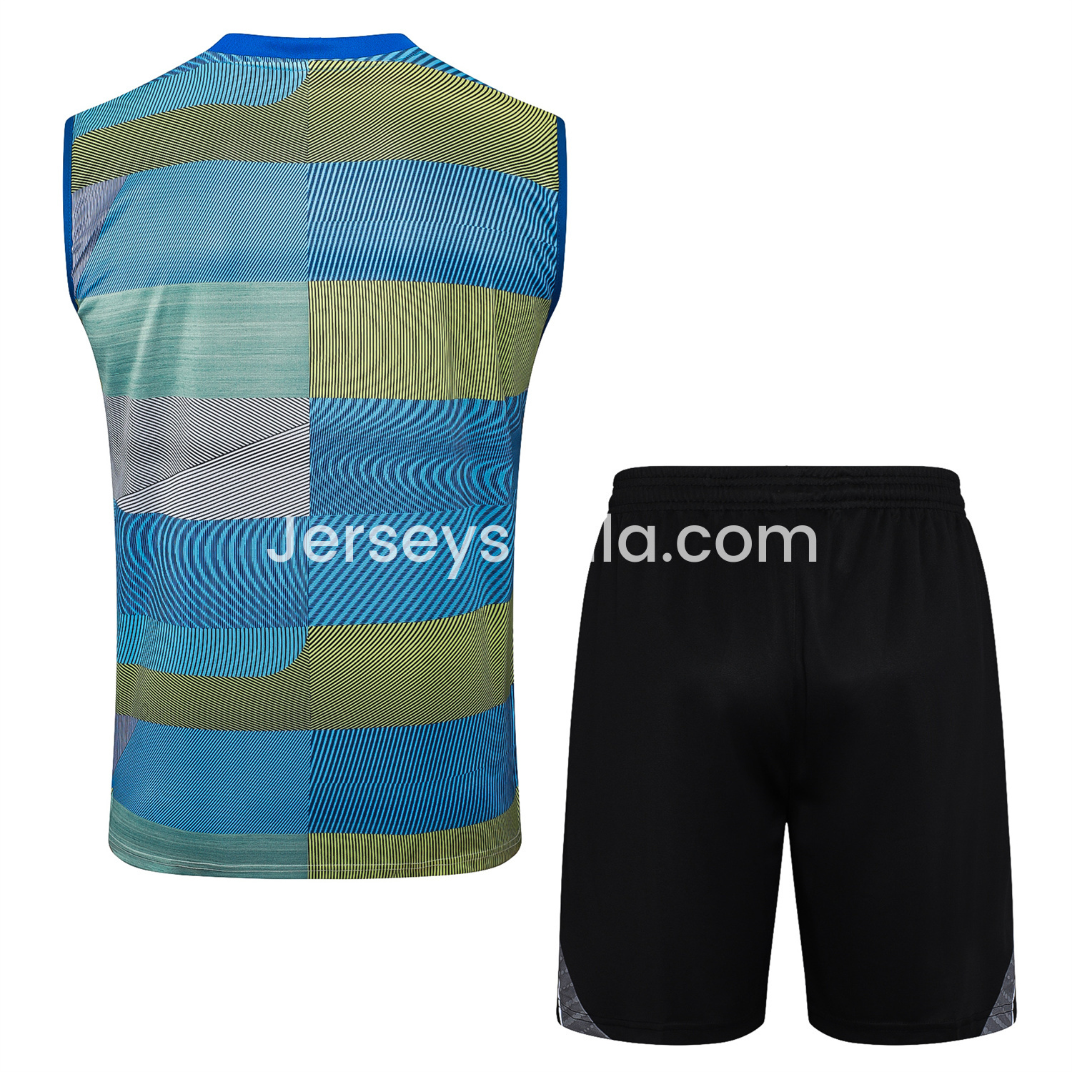 Real Madrid 25-26 Vest Training Set - Blue-Gray Camouflage Vest and Black Shorts - SOCCERDEALSHOP