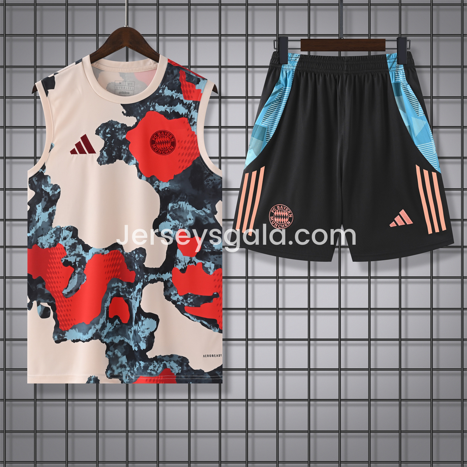 Bayern Munich 24-25 Pre-Match Vest Training Set - CamouflageTop & Black Shorts - SOCCERDEALSHOP