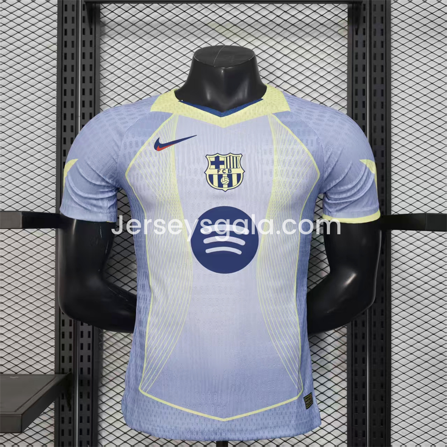 B.A.R.S.A 25-26 T90 Blue and White Gradient and Yellow Lines Special Jersey - Player Version - SOCCERDEALSHOP