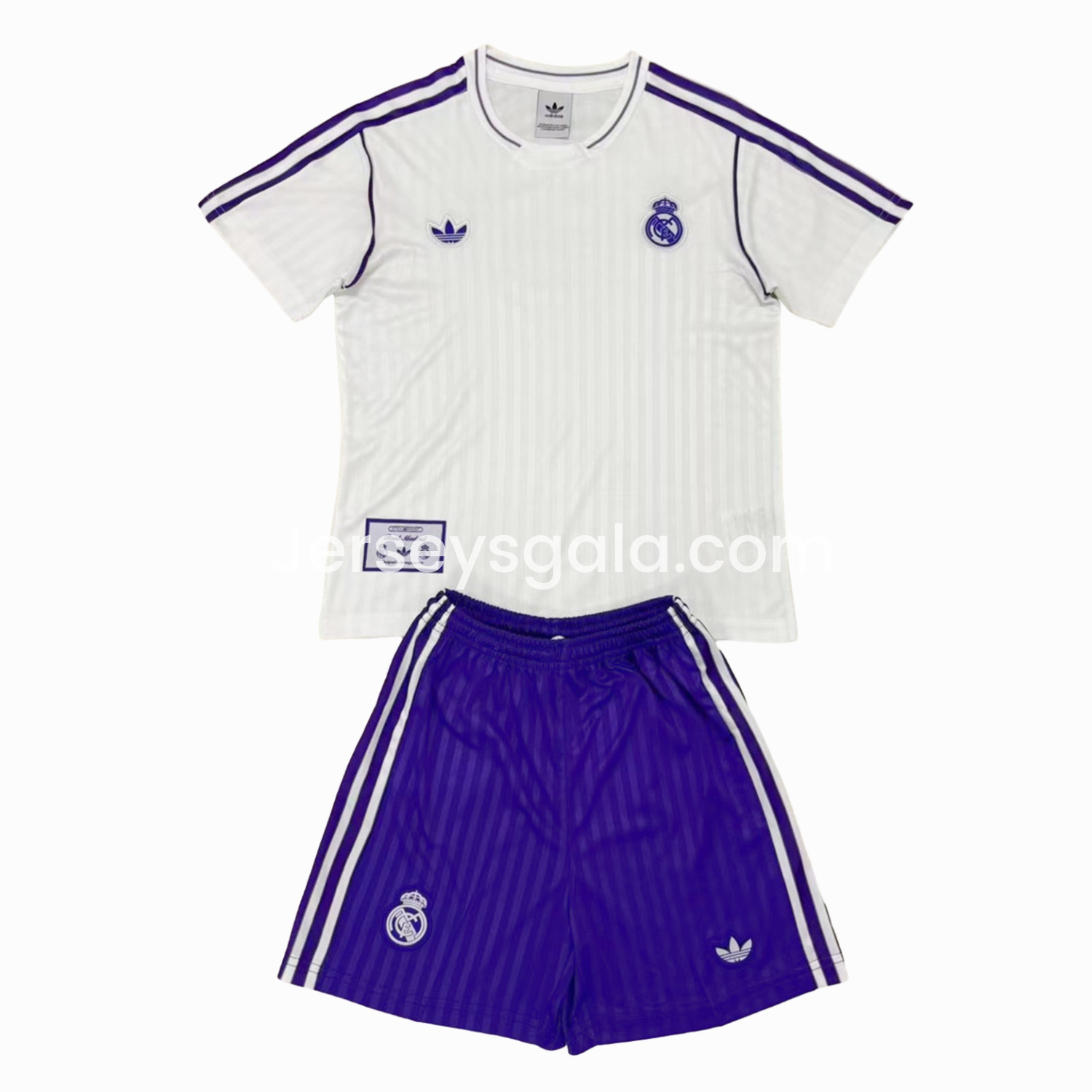 Real Madrid 24-25 White Terrace Icon Retro Style Men's Adult Jersey Set - Fans Version - SOCCERDEALSHOP