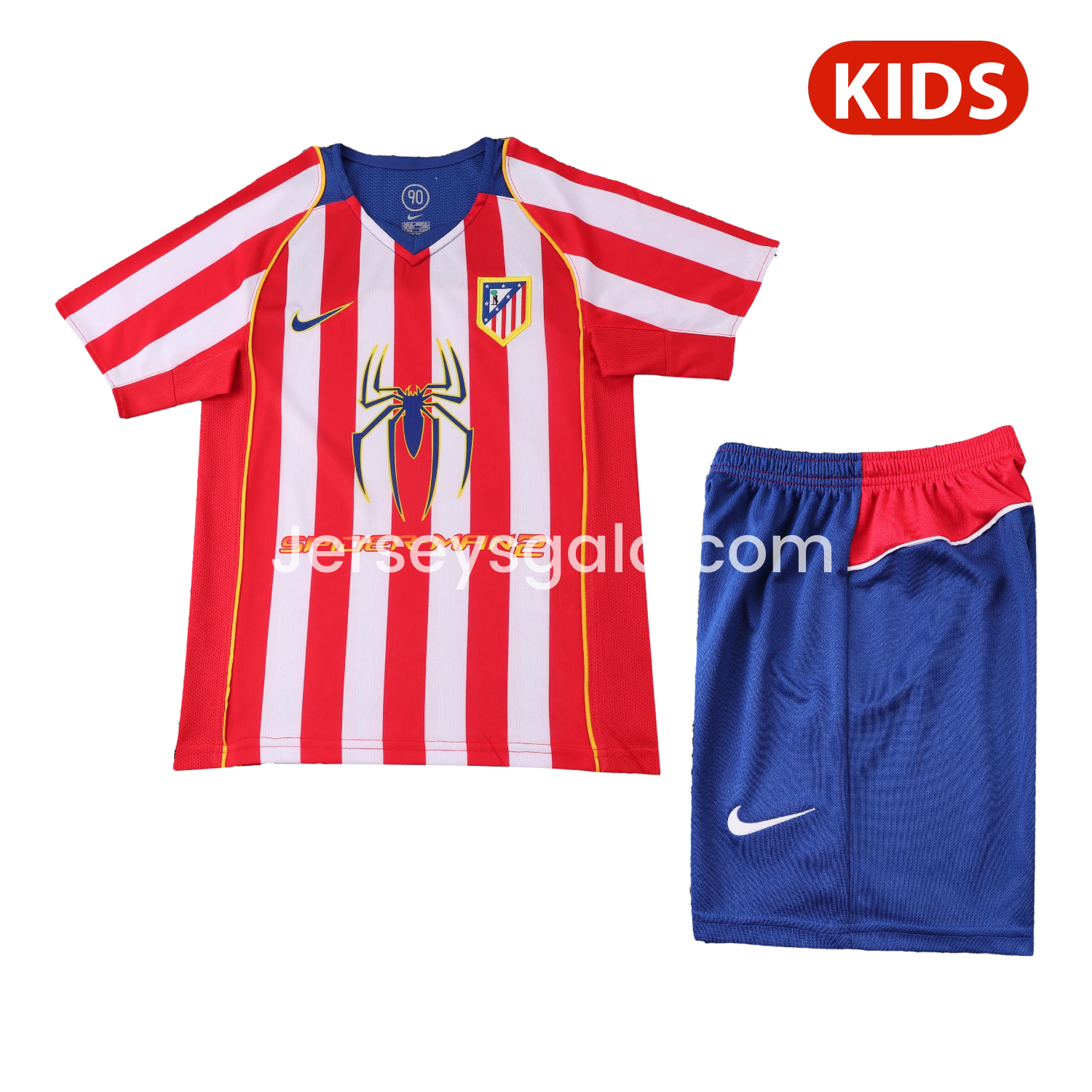Retro Atletico Madrid 2004-05 Home S.p.i.d.e.r M.a.n Special Kids Kit - SOCCERDEALSHOP