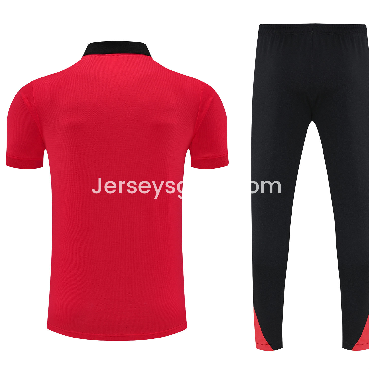 Liver.pool 25-26 POLO Short-Sleeve Training Set - Red Top and Black Pants - SOCCERDEALSHOP