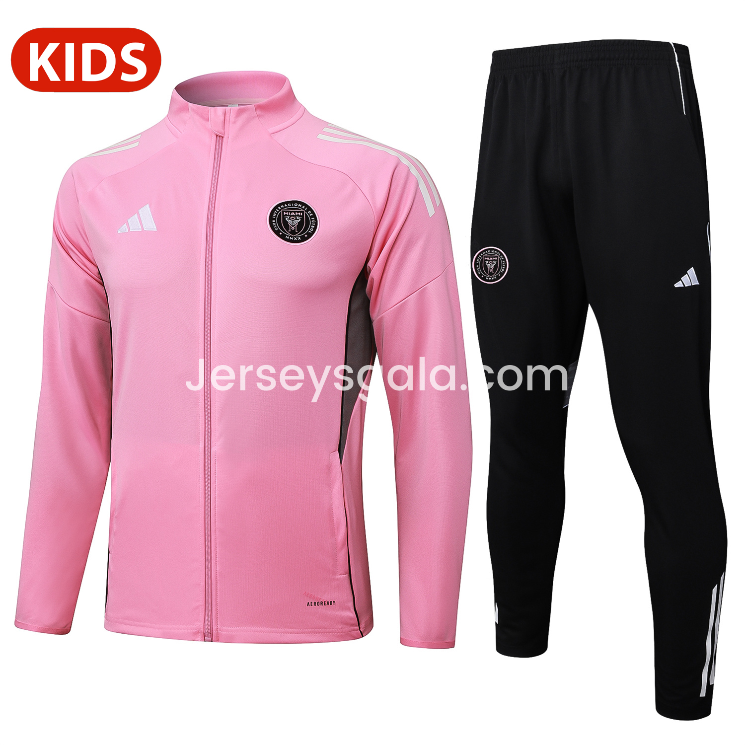 Kids INT M.A.M 25-26 Kids Jacket Training Tracksuit - Pink Top and Black Pants - SOCCERDEALSHOP