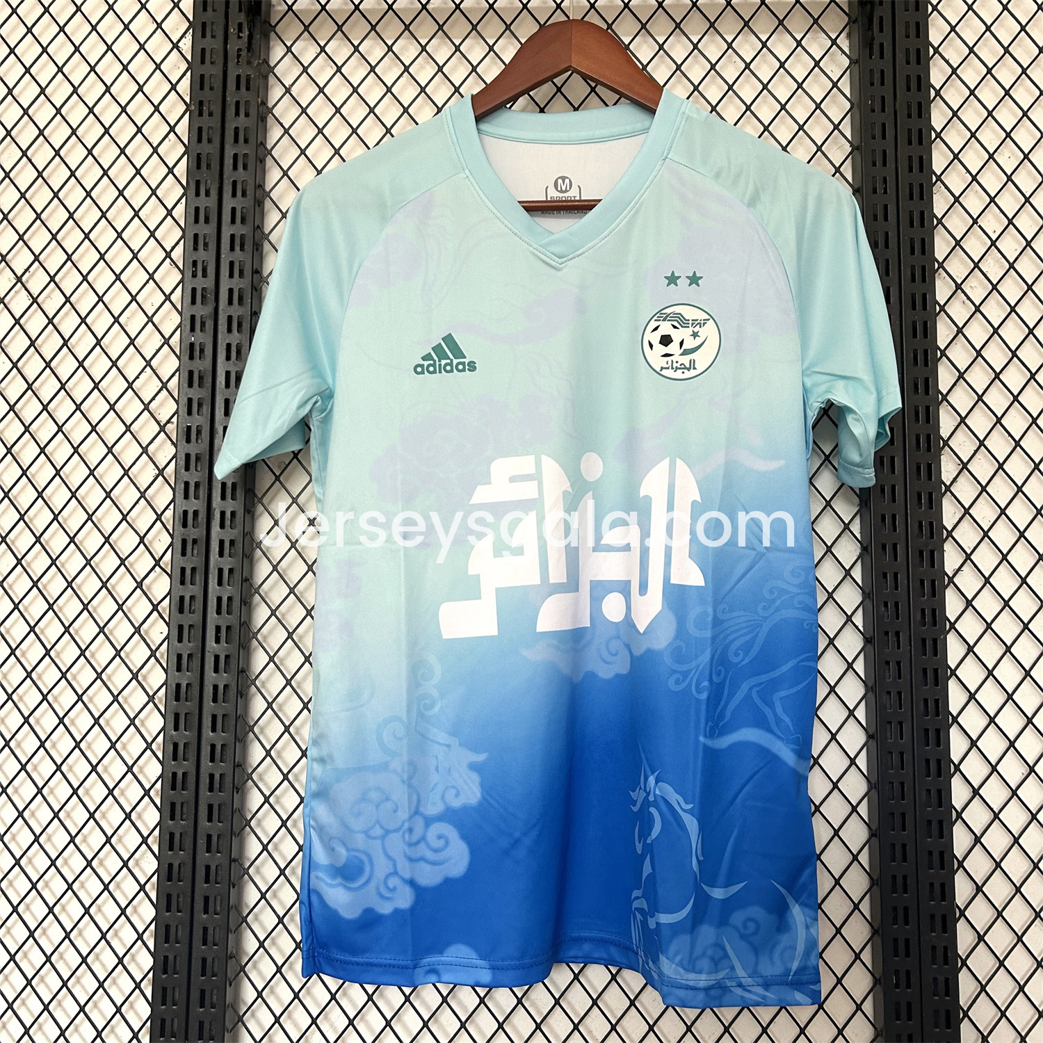 Algeria 25-26 Blue Green Gradient Auspicious Cloud Pattern Special Jersey - Fans Version - SOCCERDEALSHOP