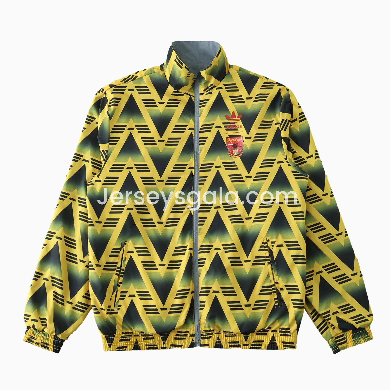 Retro Arsenal 1991-93 Away Double Sided Reversible Windbreaker - Yellow & Grey - SOCCERDEALSHOP
