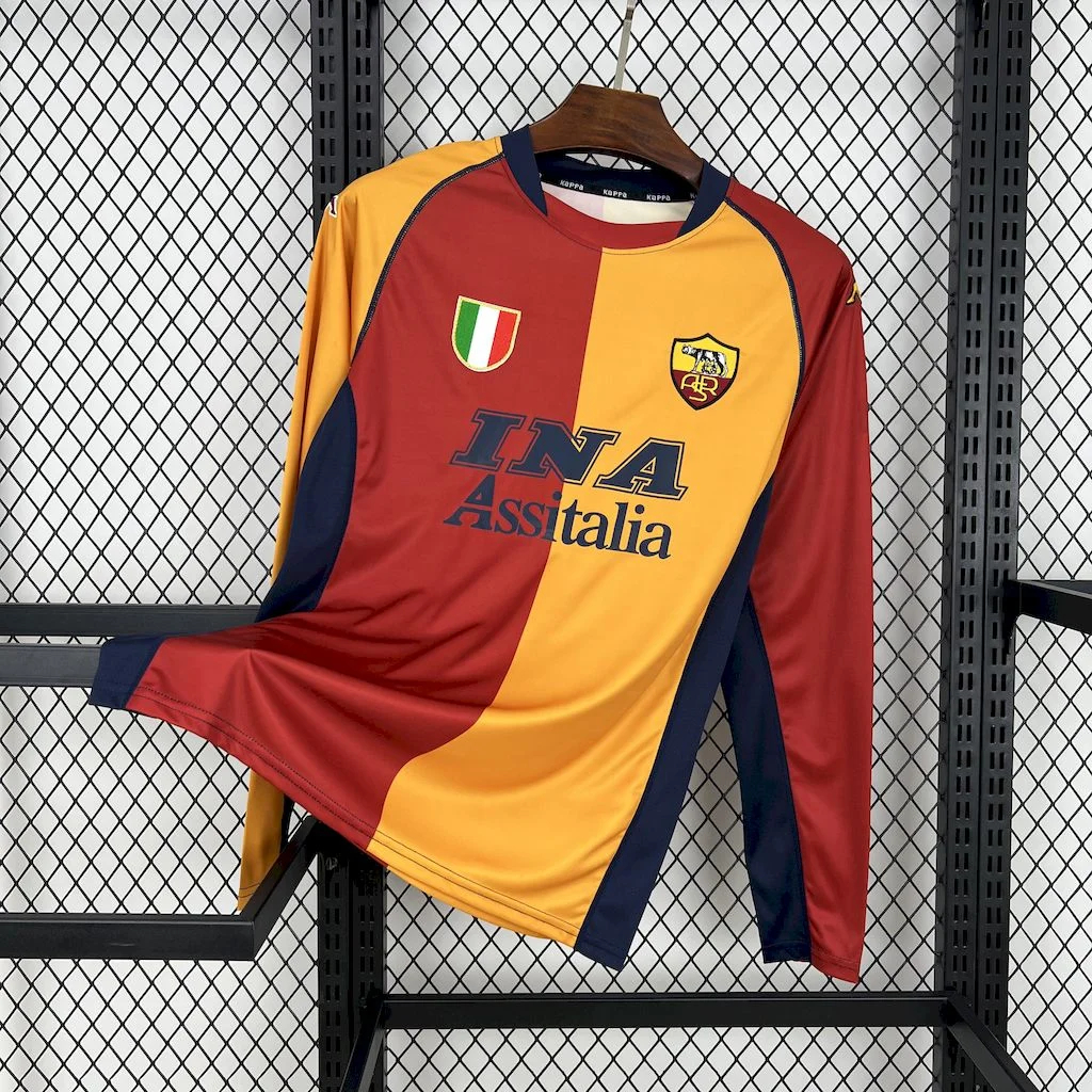 Retro Roma 2001-02 Home Long Sleeves Jersey - SOCCERDEALSHOP