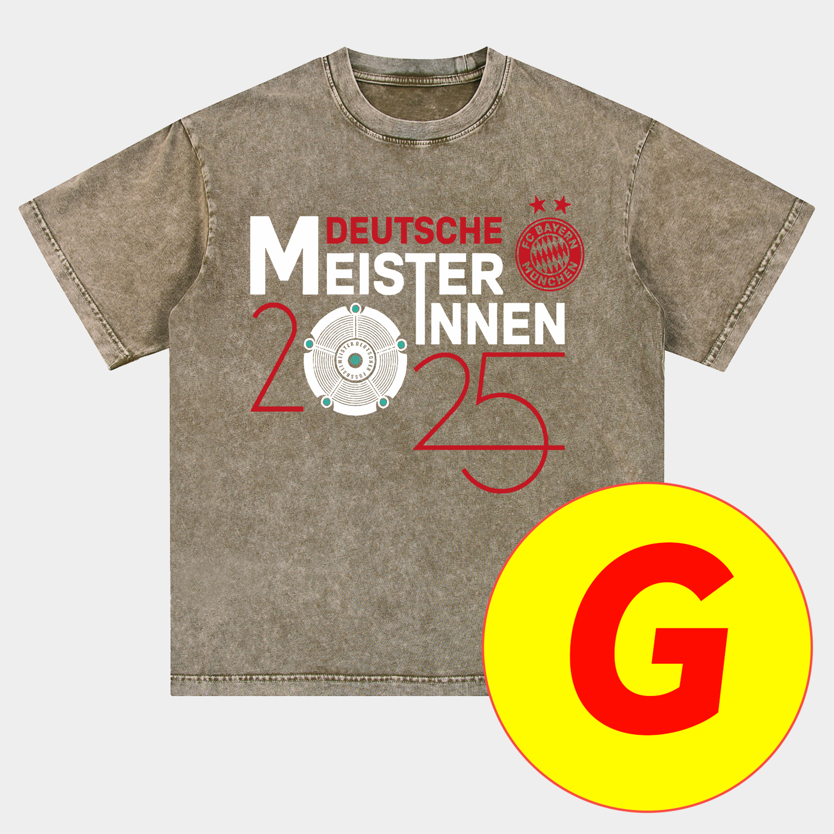 Bayern Munich Bundesliga Champions Deutscher Meister 2025 Oversized Washed T-Shirt - SOCCERDEALSHOP