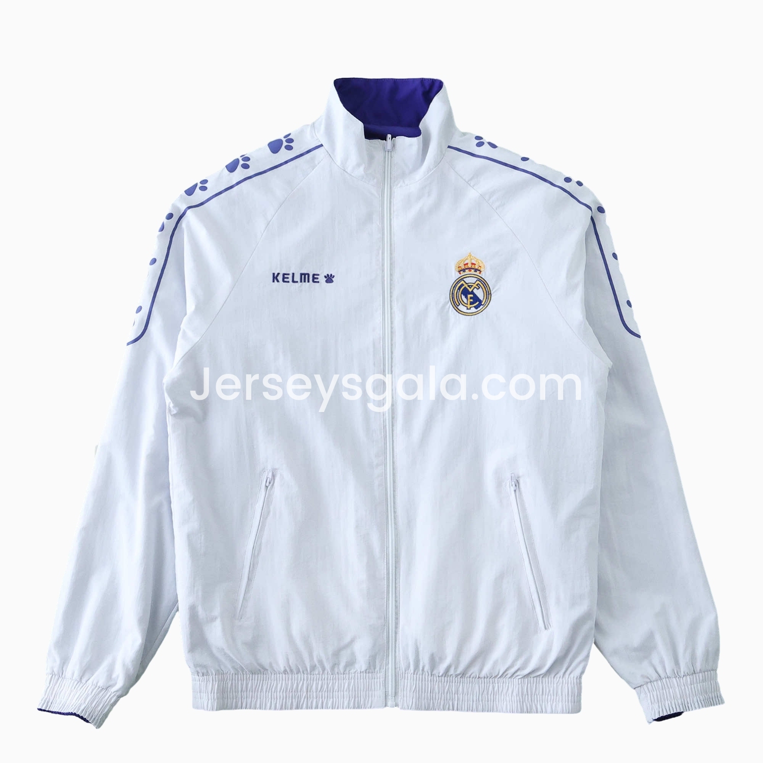 Retro Real Madrid 1995-96 Home & Away Double Sided Reversible Windbreaker - White & Purple - SOCCERDEALSHOP
