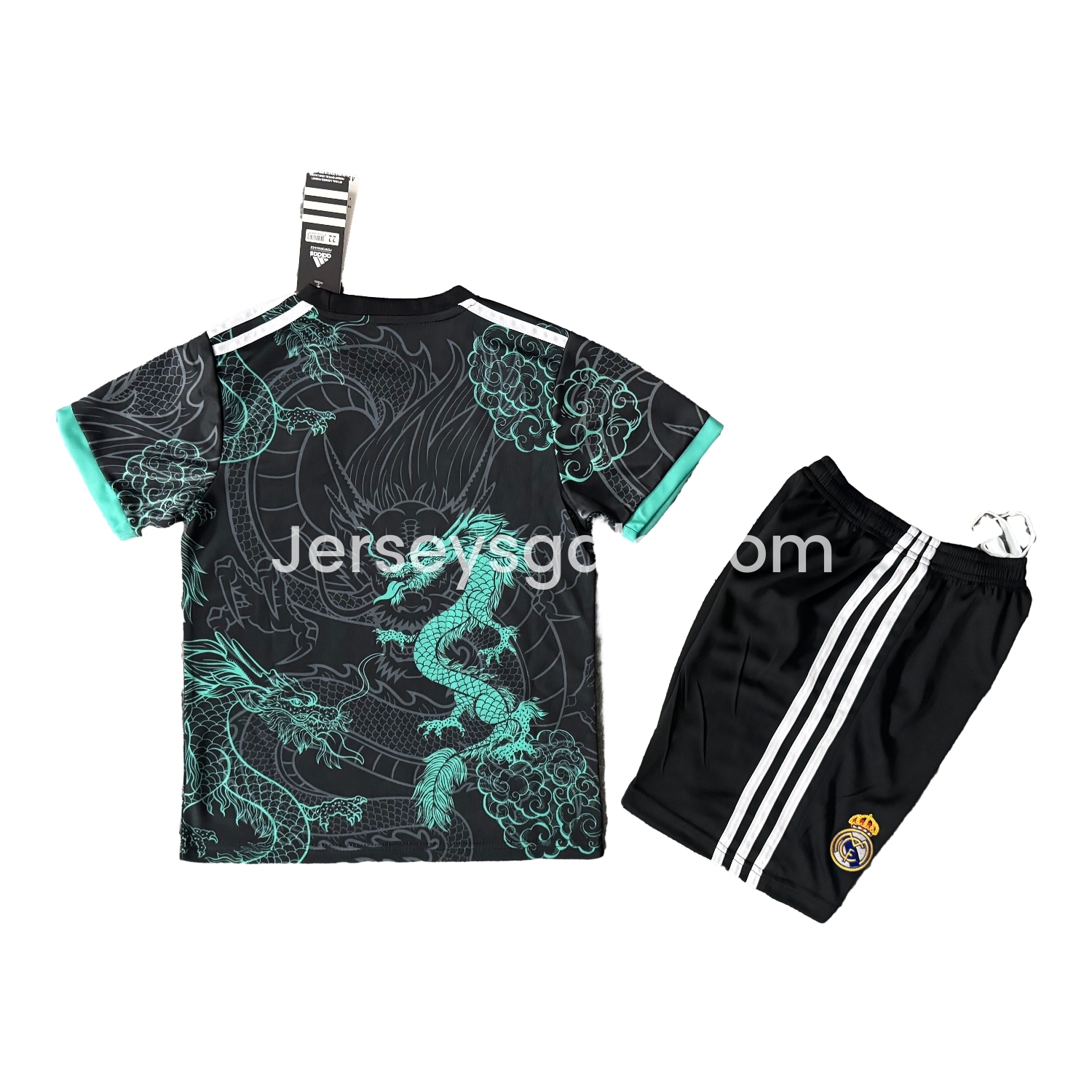 Real Madrid 25-26 Green Loong Black Special Kids Kit - SOCCERDEALSHOP