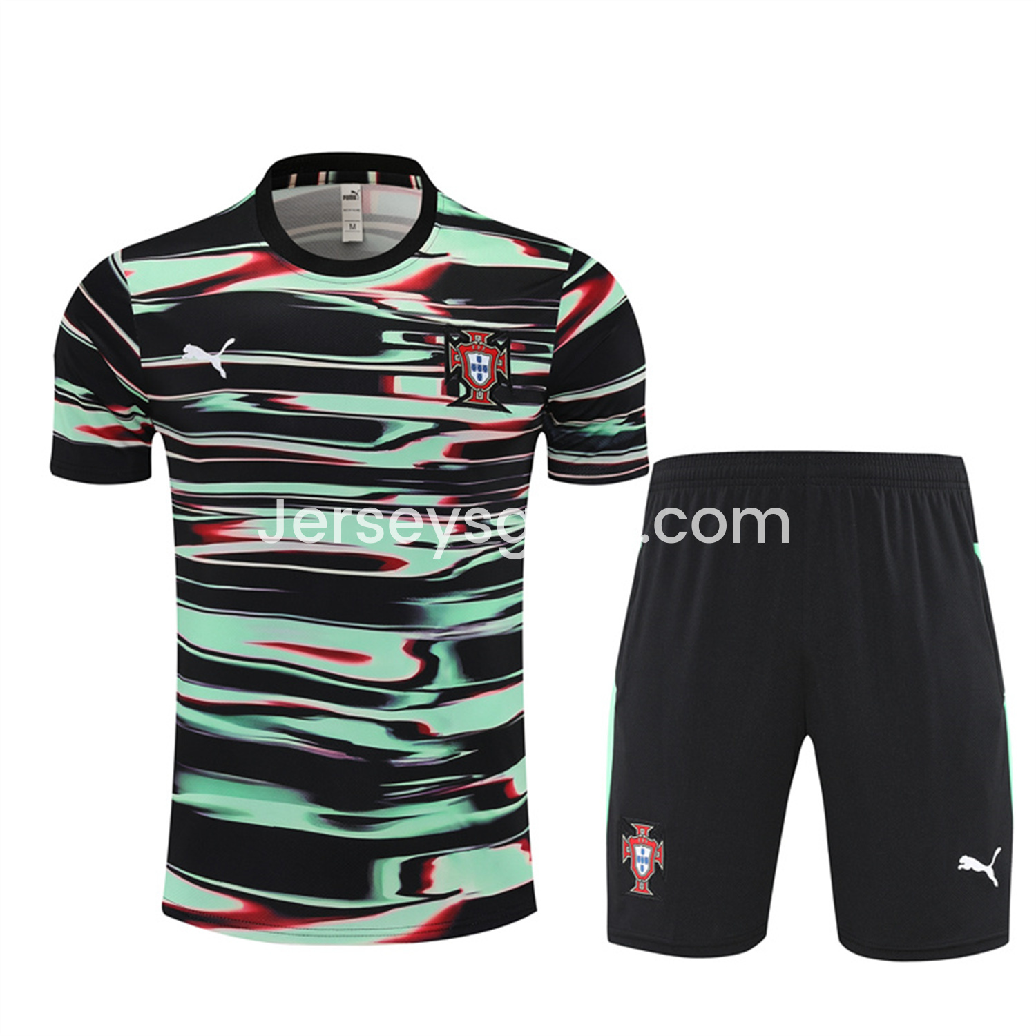 Portugal 25-26 Short-Sleeve Training Set - Camouflage top & Black Shorts - SOCCERDEALSHOP