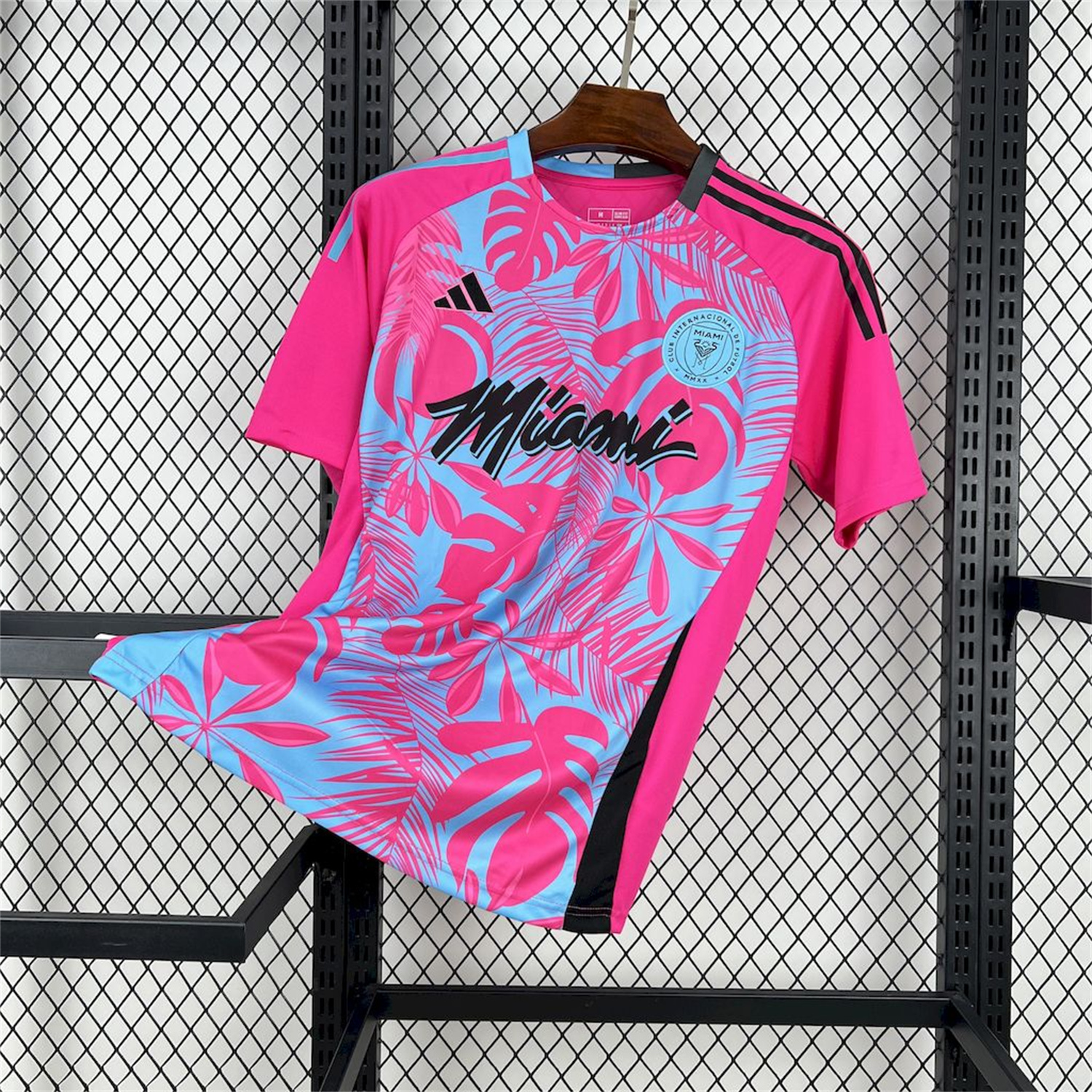 INT M.A.M 25-26 Pink & Blue Coconut Tree Leaves Jersey - Fans Version - SOCCERDEALSHOP