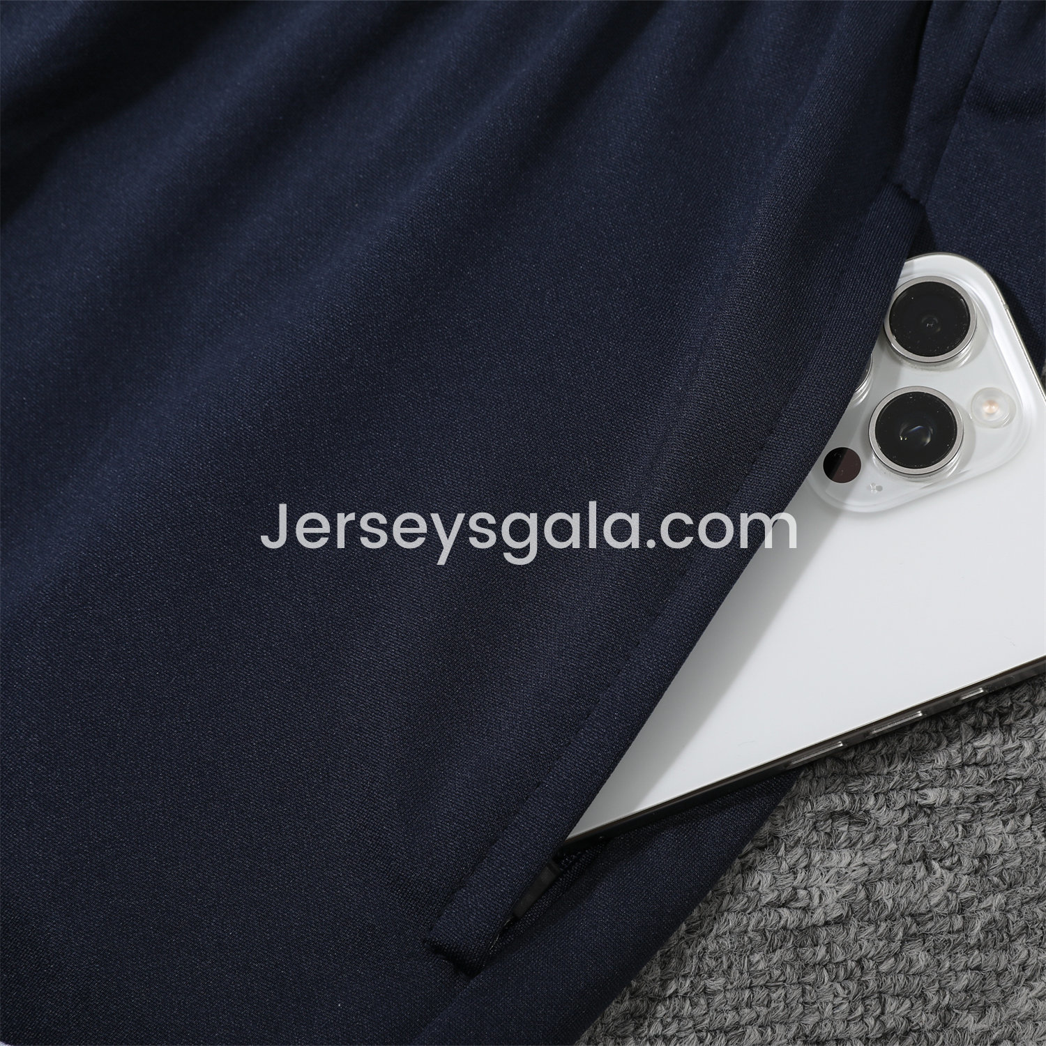 France 25-26 POLO Short-Sleeve Training Set - Deep Blue Top and Pants - SOCCERDEALSHOP