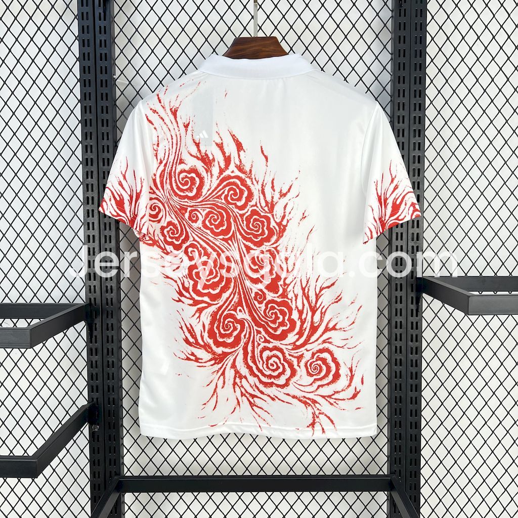 Japan 25-26 Y-3 Red Auspicious Cloud Pattern White Special Jersey - Fans Version - SOCCERDEALSHOP