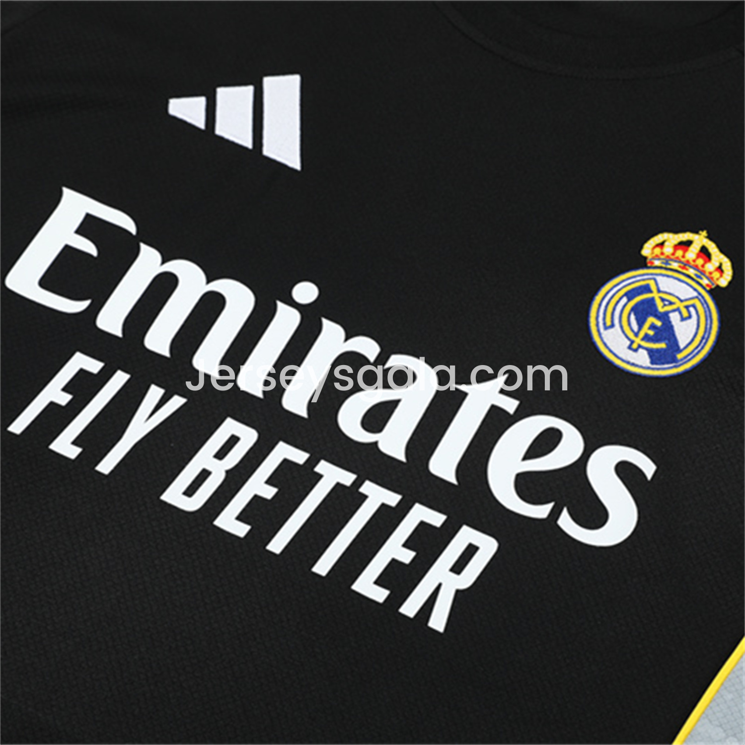 Real Madrid 25-26 Short-Sleeve Training Set - Yellow Line Black Top and Black Shorts - SOCCERDEALSHOP