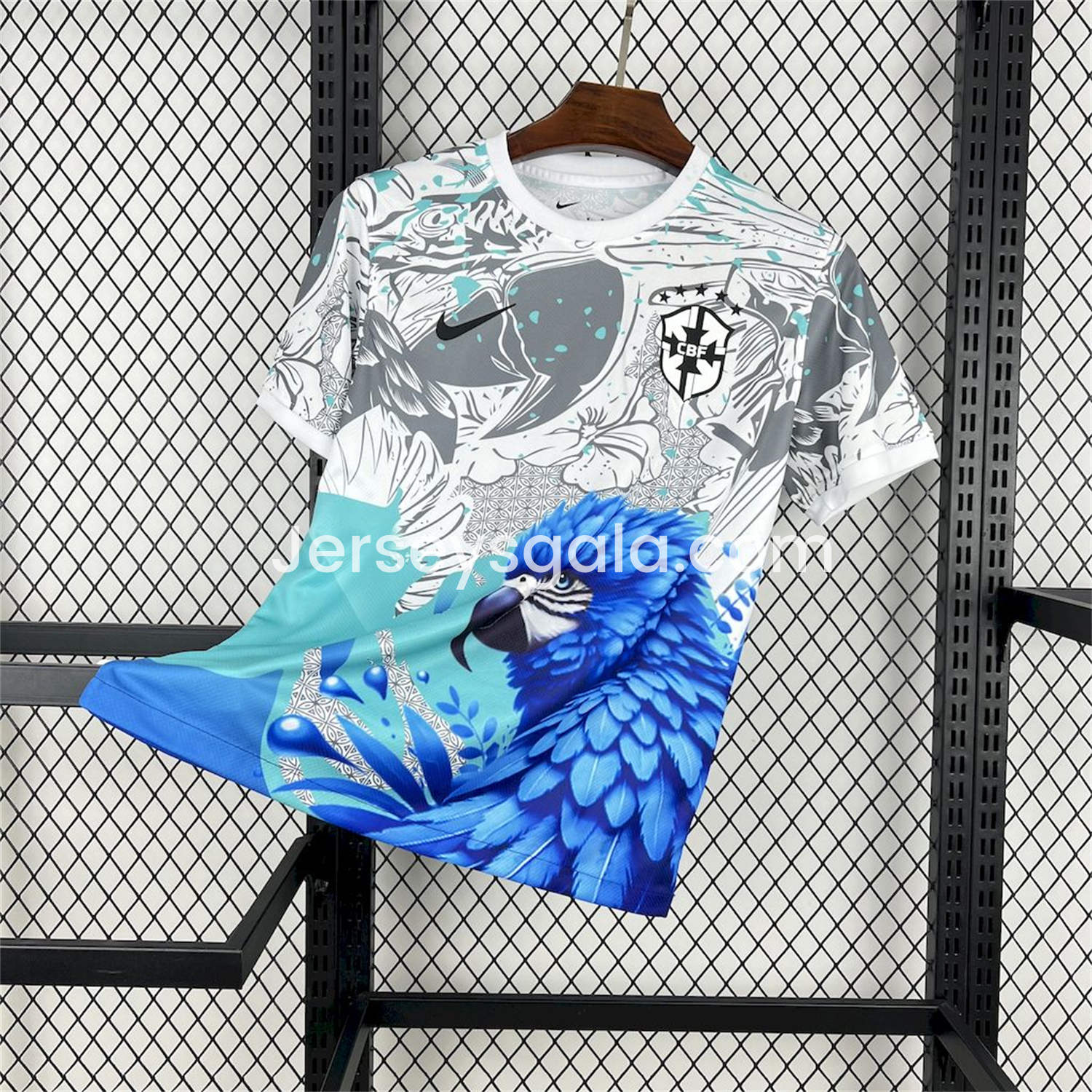 Brazil 2025 Blue Macaw Special Edition White Jersey - Fans Version - SOCCERDEALSHOP