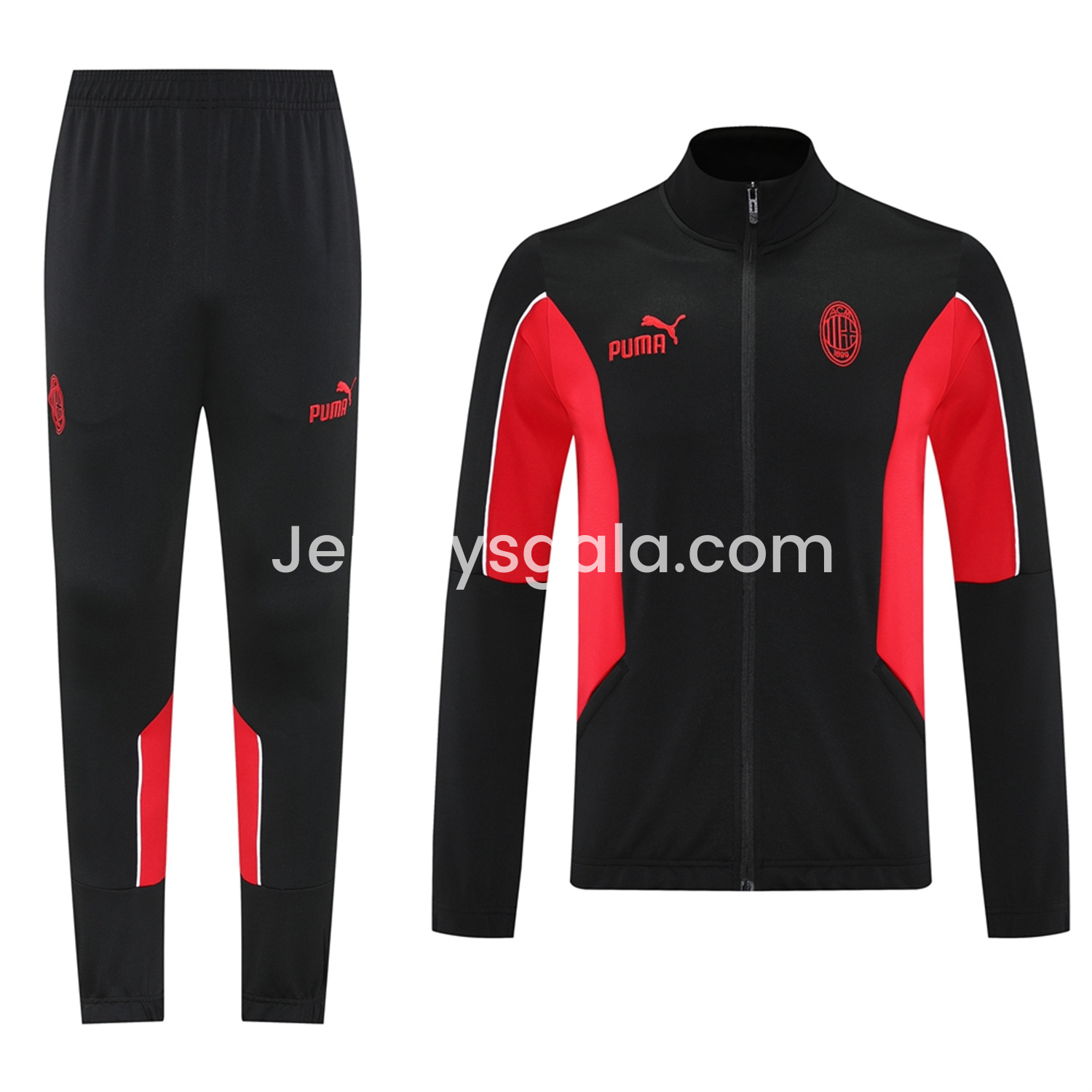 AC Milan 25-26 Jacket Training Tracksuit - Black top & Black Pants - SOCCERDEALSHOP