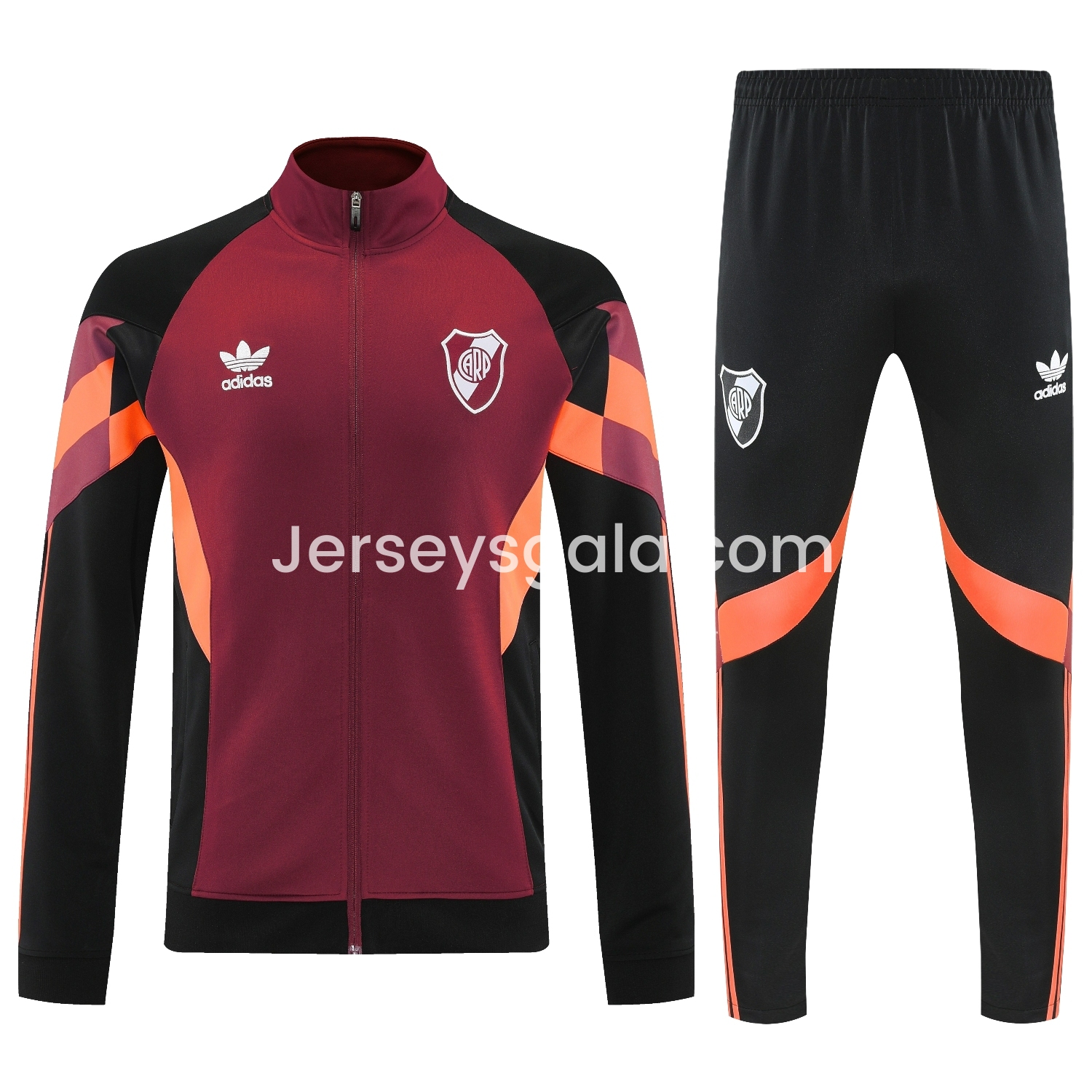 River Plate 25-26 Terrace Jacket Training Tracksuit - Deep Red Jackets & Black Pants - SOCCERDEALSHOP