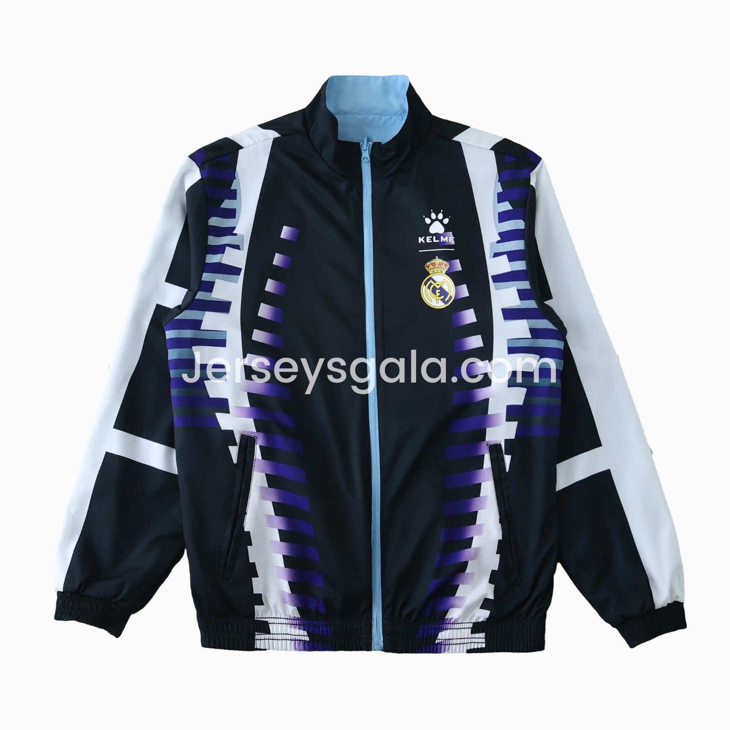 Retro Real Madrid 1997-98 Third Double Sided Reversible Windbreaker - Black & Blue - SOCCERDEALSHOP