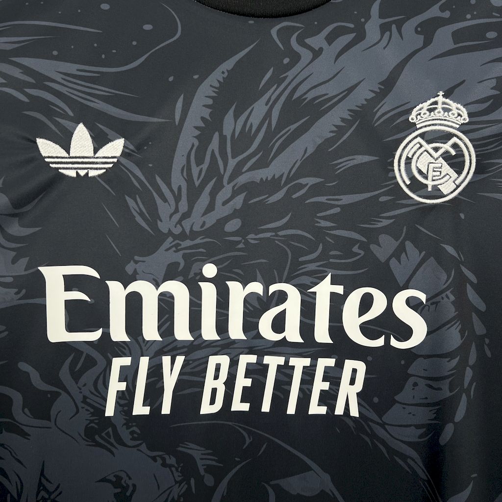 Real Madrid 24-25 Dragons Pattern Black Special Edition Jersey - SOCCERDEALSHOP