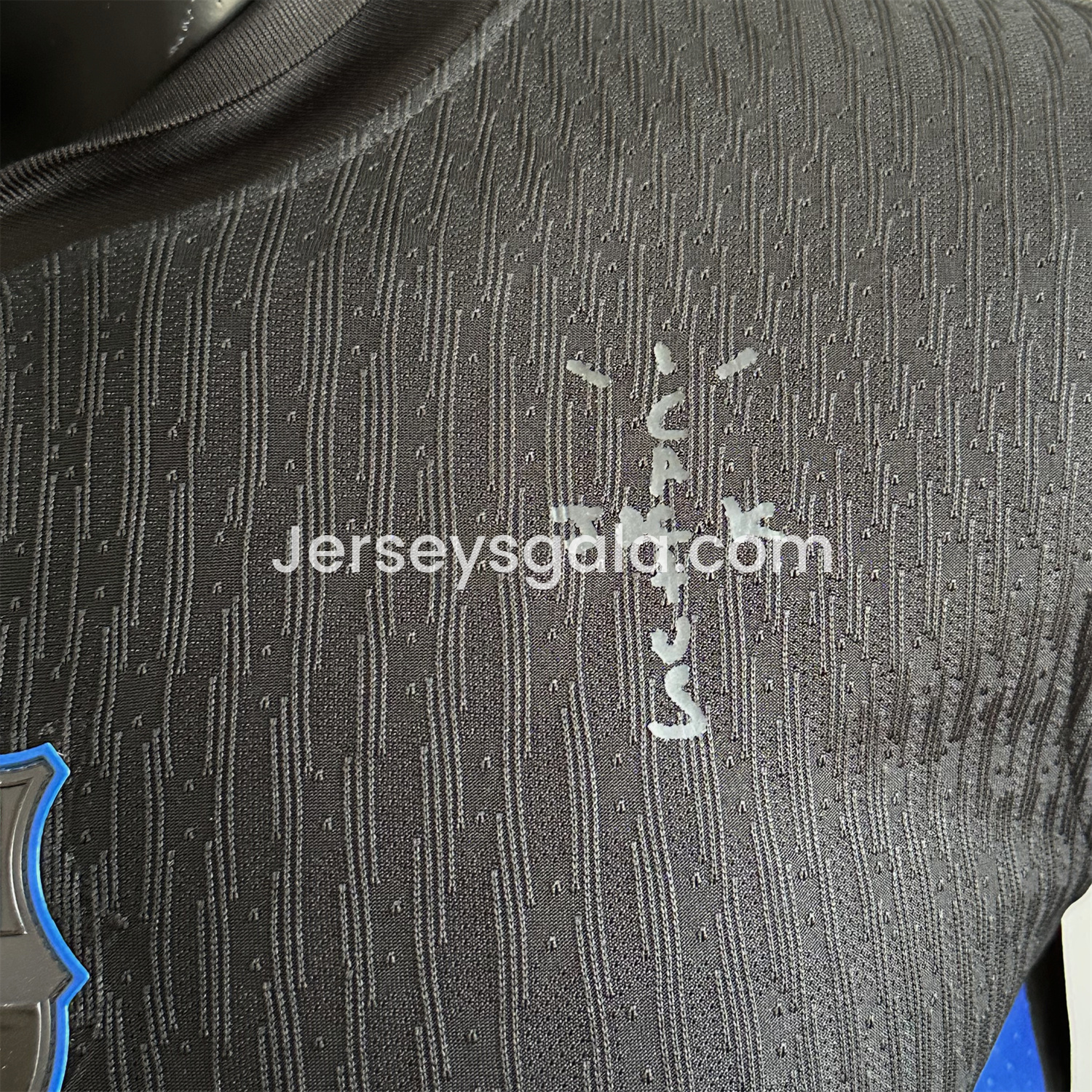 【New】B.A.R.S.A x Travis Scott 24-25 Away Pure Black Jersey - Player Version - SOCCERDEALSHOP