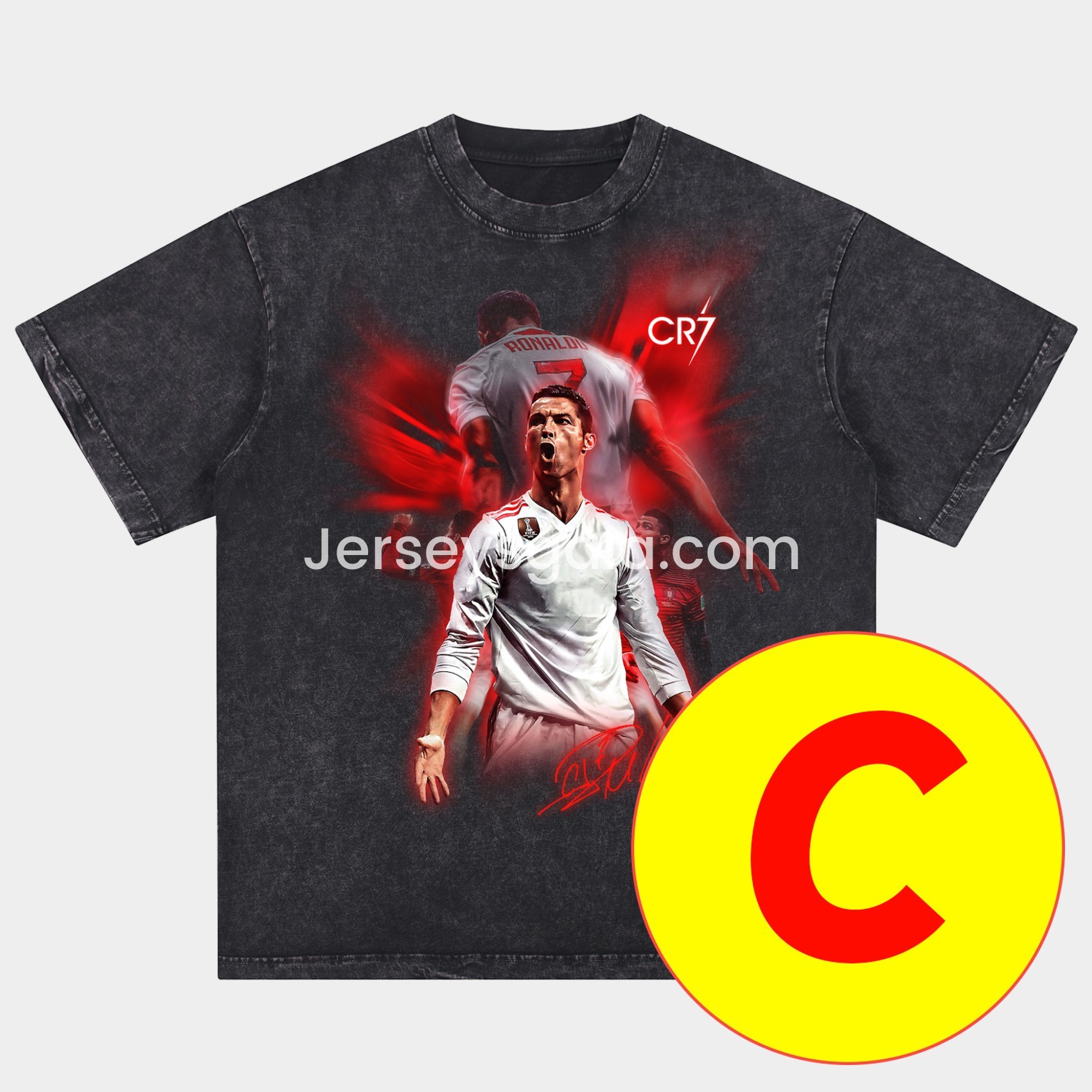 Cristiano Ronaldo Portugal Real Madrid Manchester United Oversized Washed T-Shirt - SOCCERDEALSHOP
