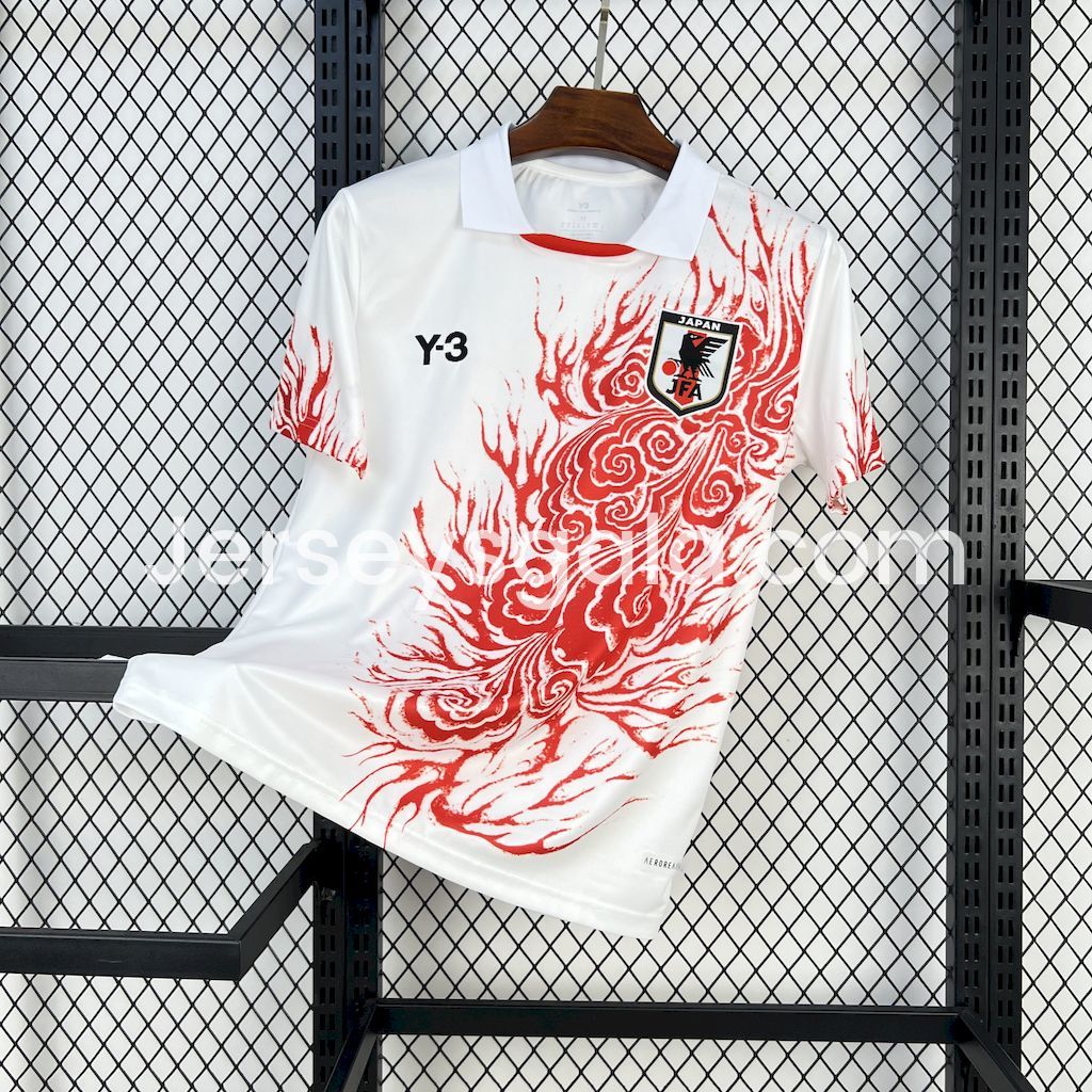 Japan 25-26 Y-3 Red Auspicious Cloud Pattern White Special Jersey - Fans Version - SOCCERDEALSHOP