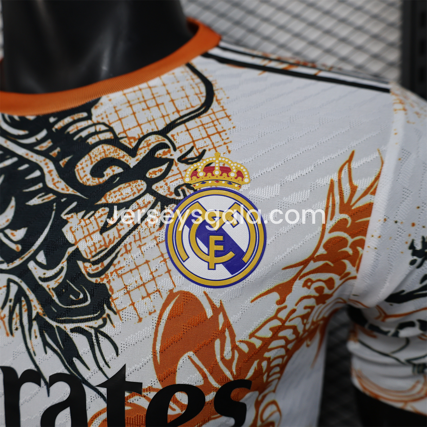 Real Madrid 24-25 Black & Orange Loong White Jersey - Player Version - SOCCERDEALSHOP