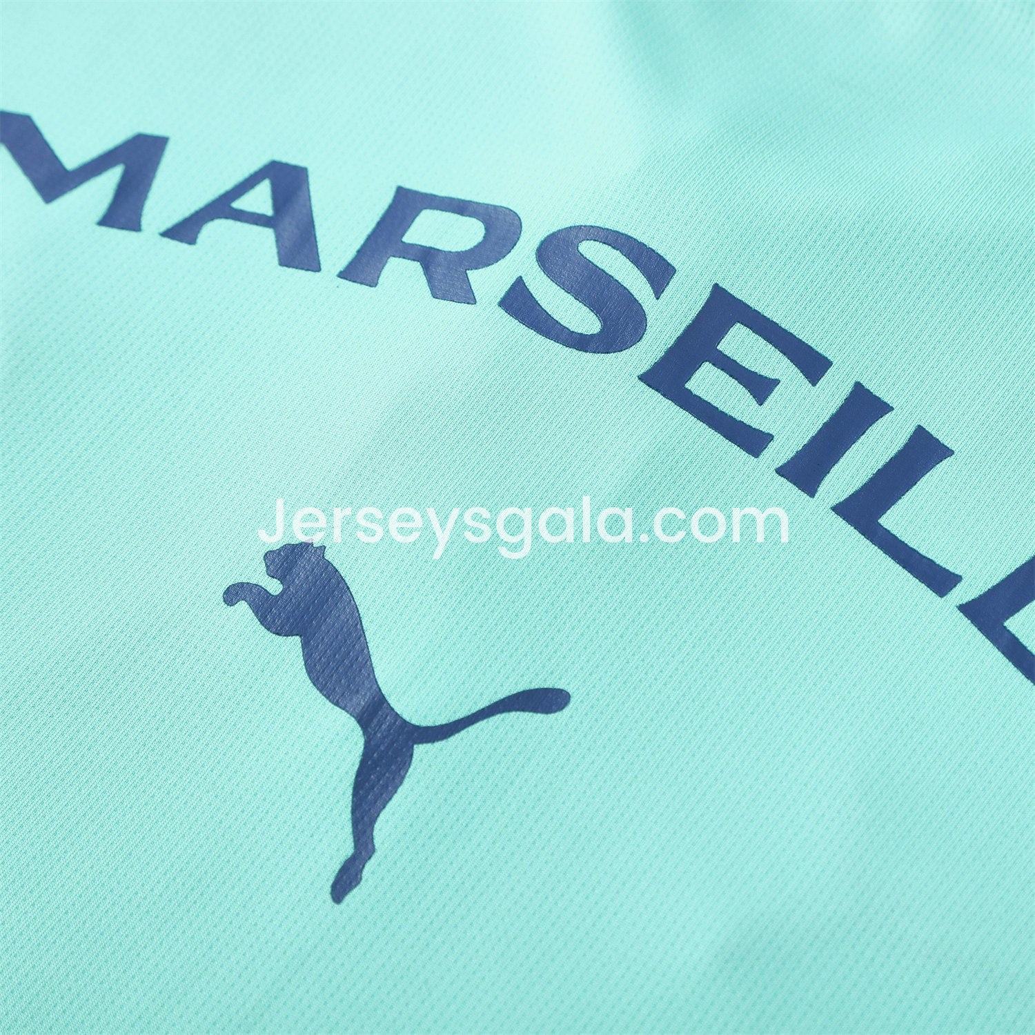 Marseille 25-26 POLO Short-Sleeve Training Set - Cyan Top and Deep Blue Pants - SOCCERDEALSHOP