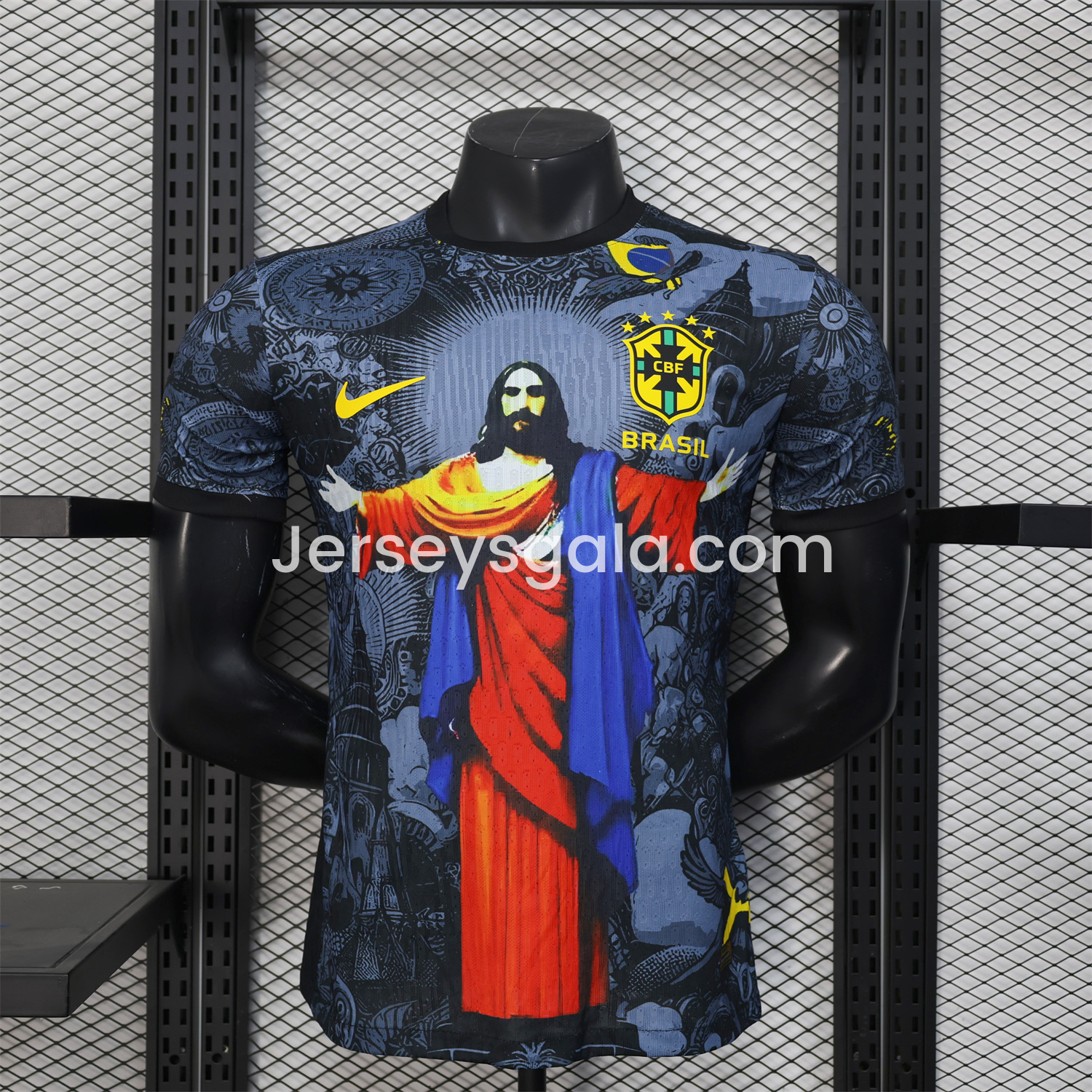 Brazil 25-26 Colorful Jesus Statue Special Black Jersey - Player Version - SOCCERDEALSHOP