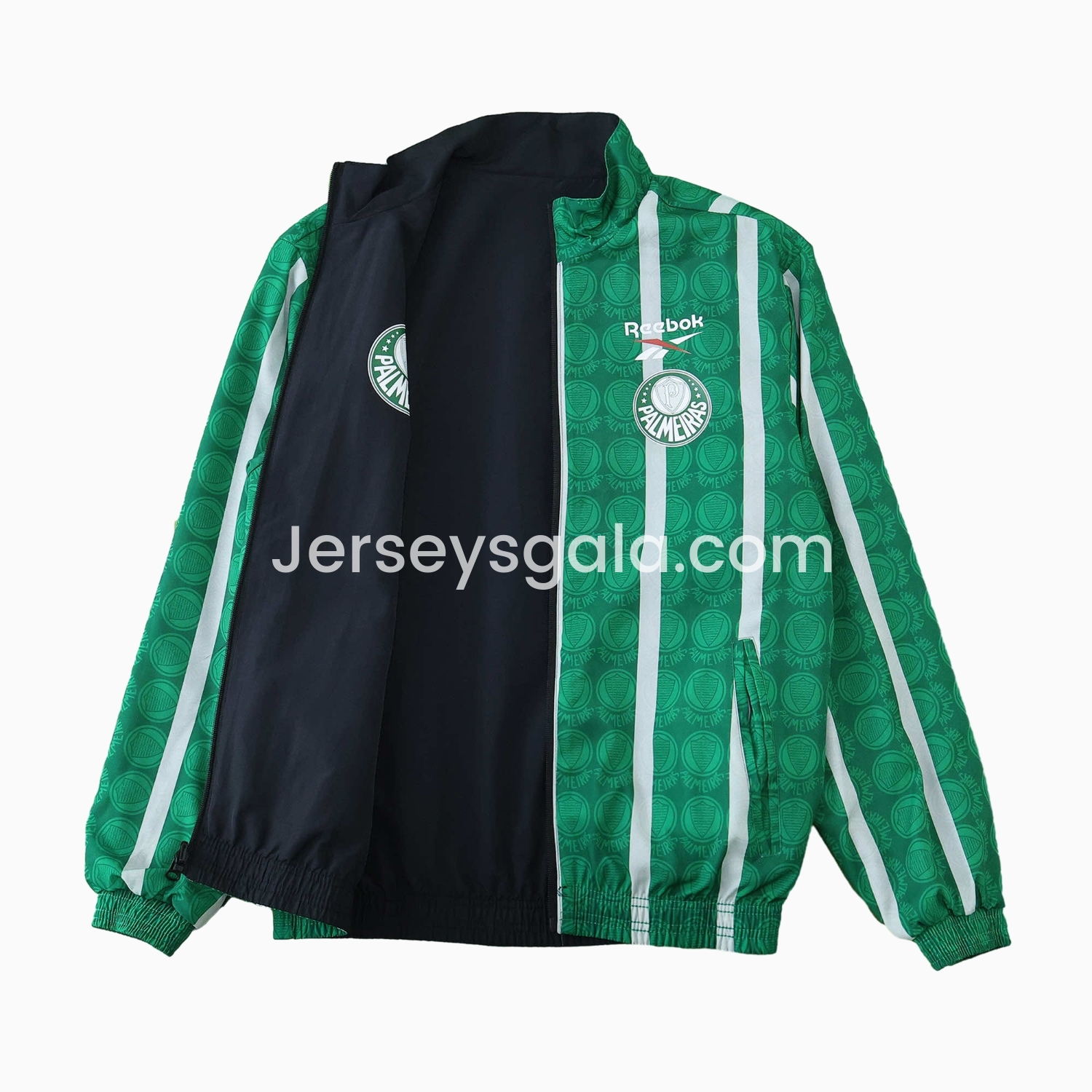 Palmeiras 25-26 Double Sided Reversible Windbreaker - Black & Green - SOCCERDEALSHOP