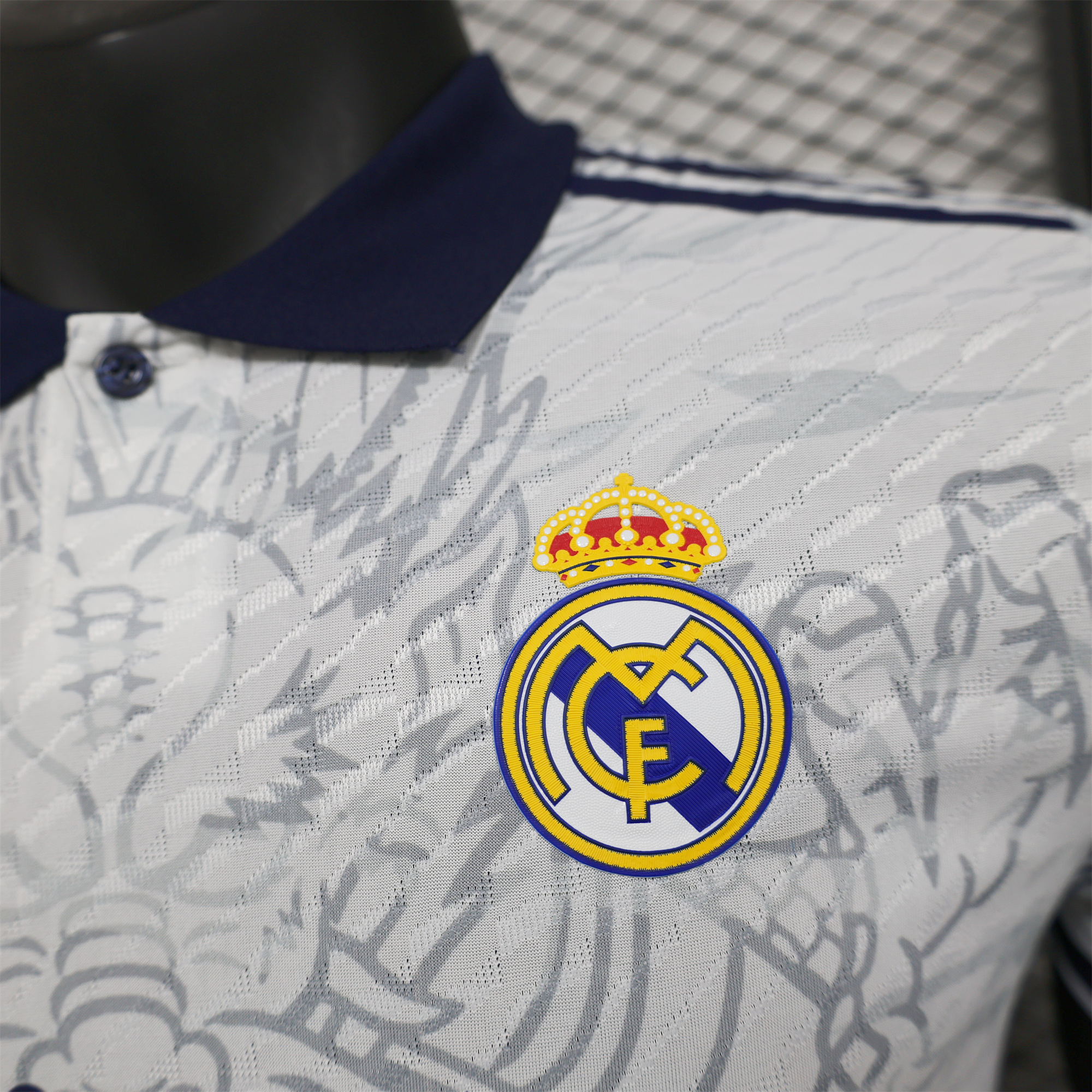Real Madrid 24-25 Black Dragons Pattern White Special Edition Jersey - Player Version - SOCCERDEALSHOP