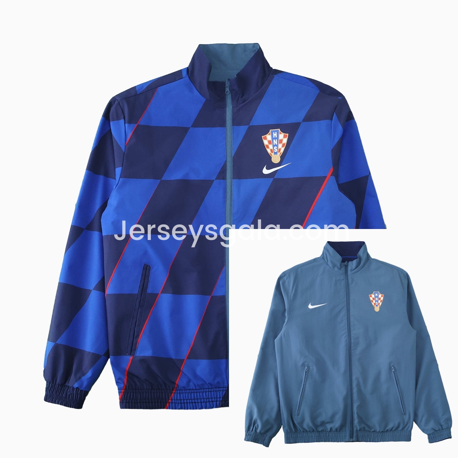 Croatia 24-25 Away Style Double Sided Reversible Windbreaker - Blue - SOCCERDEALSHOP