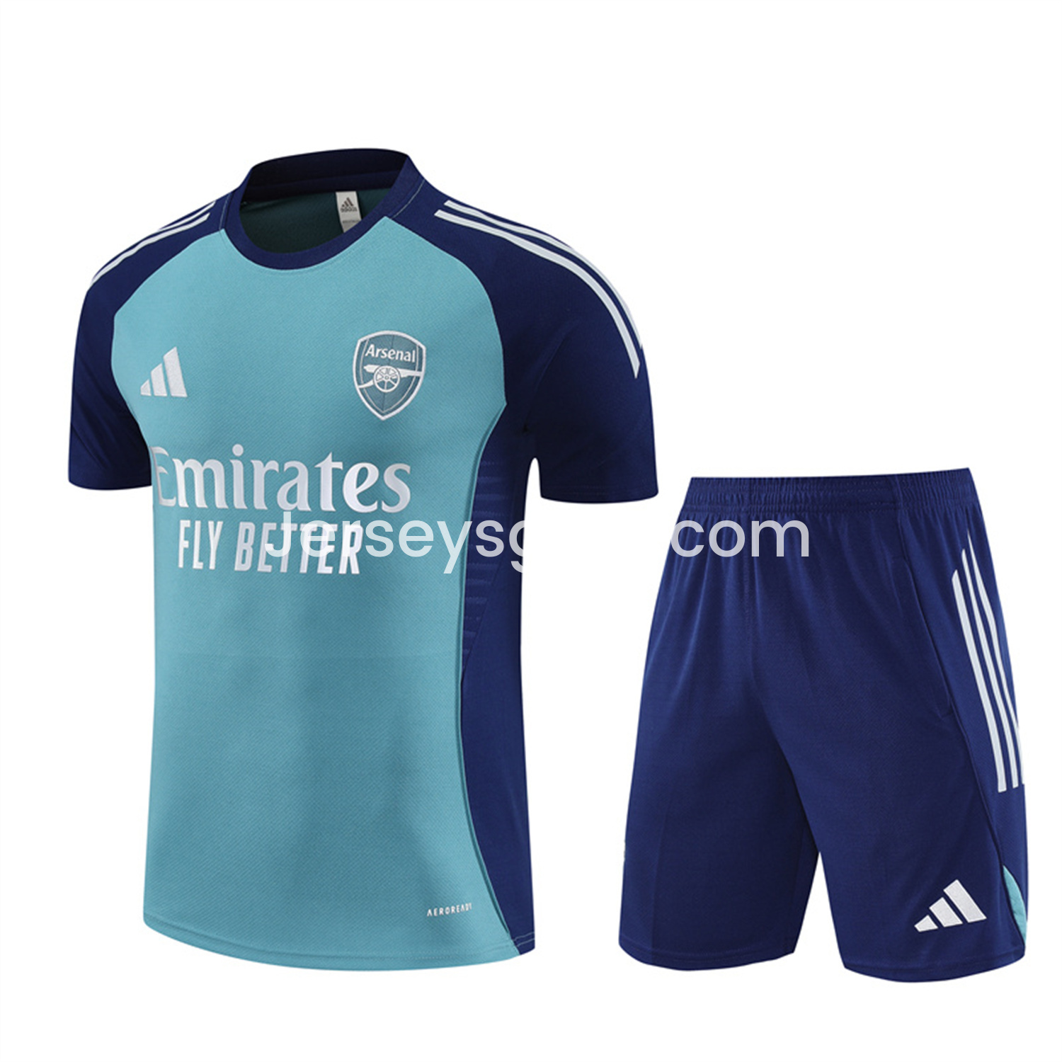 Arsenal 25-26 Short-Sleeve Training Set - Green Top and Deep Blue Shorts - SOCCERDEALSHOP