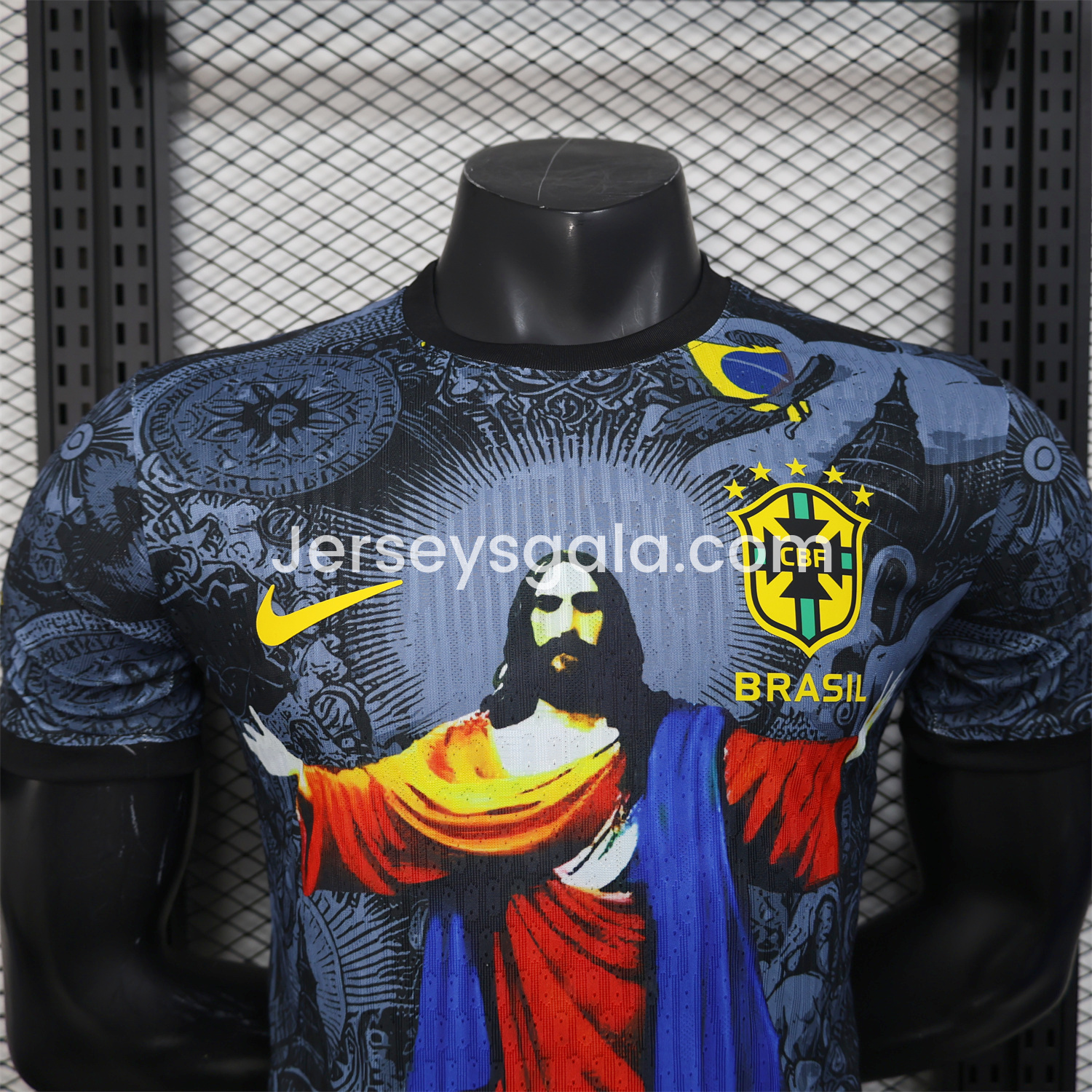 Brazil 25-26 Colorful Jesus Statue Special Black Jersey - Player Version - SOCCERDEALSHOP