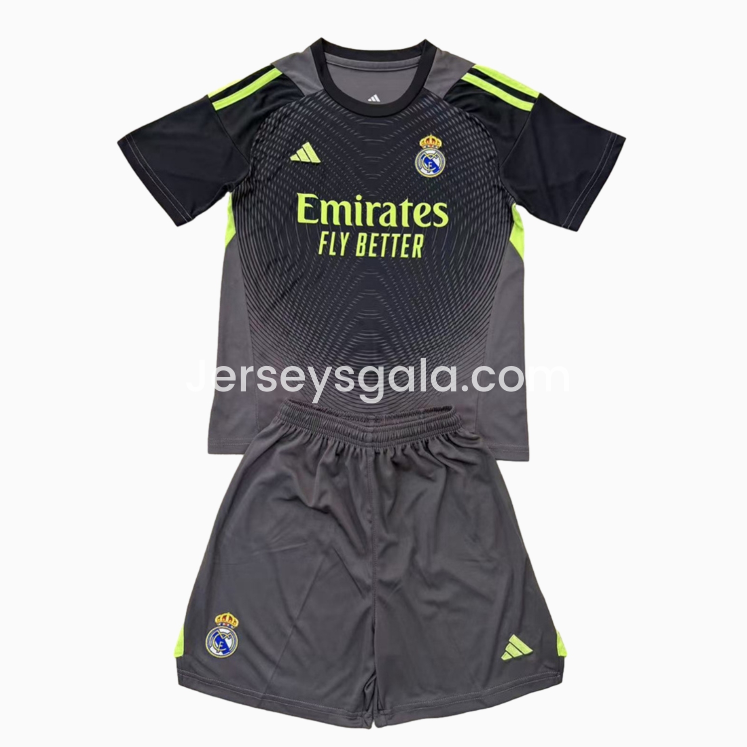 Real Madrid 25-26 Grey Black Goalkeeper Men's Adult Jersey Set - Fans Version - SOCCERDEALSHOP